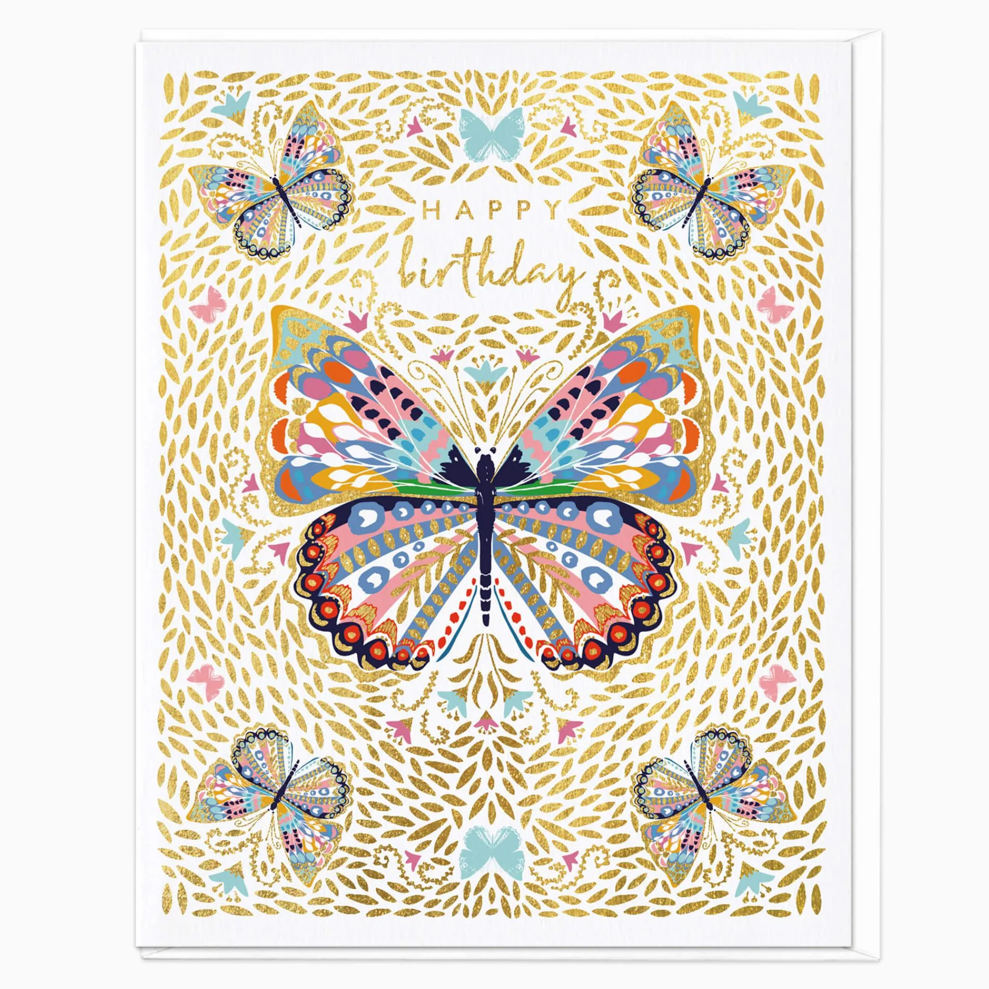 Birthday*Whistlefish Golden Butterflies Birthday Card