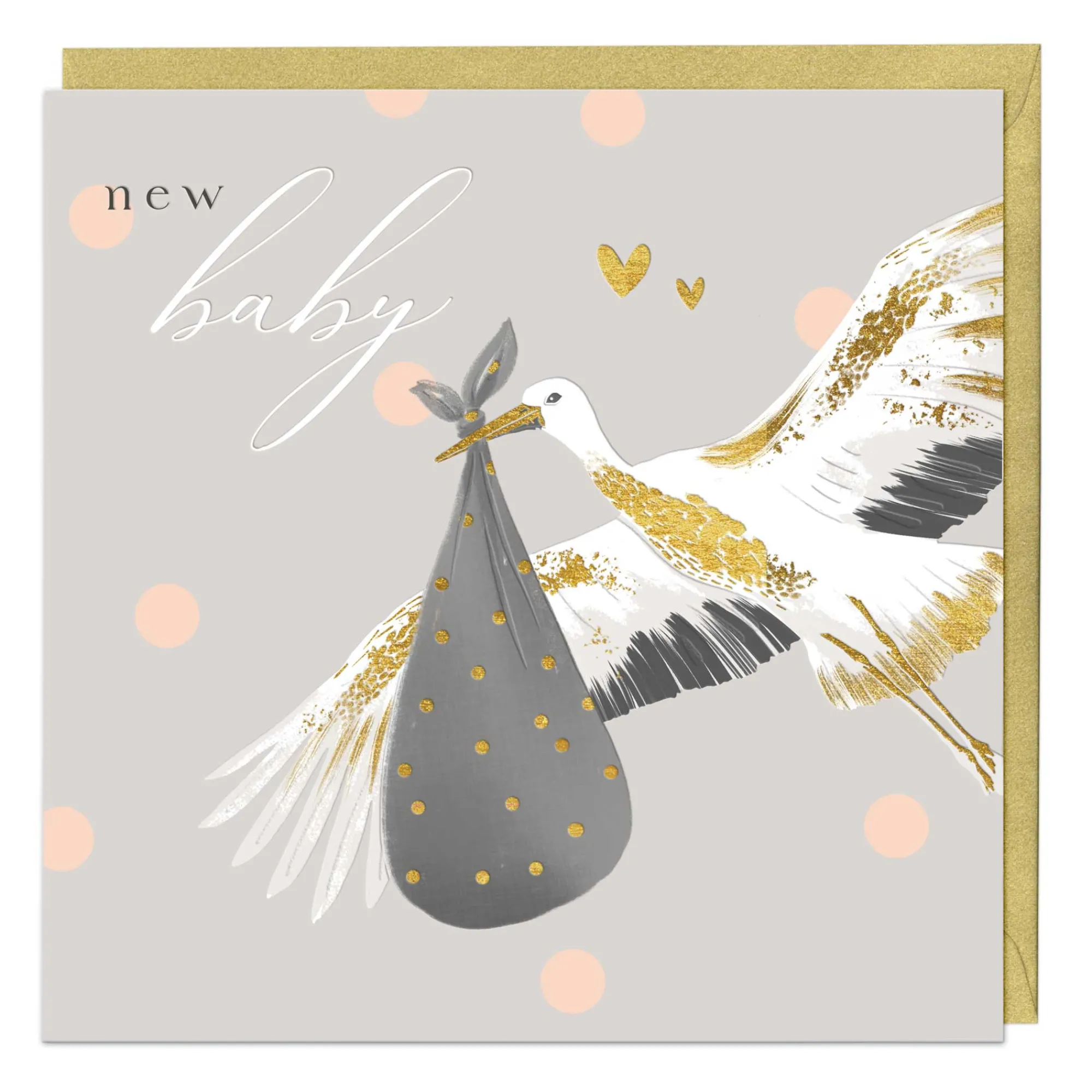 New Baby*Whistlefish Golden Stork New Baby Luxury Card