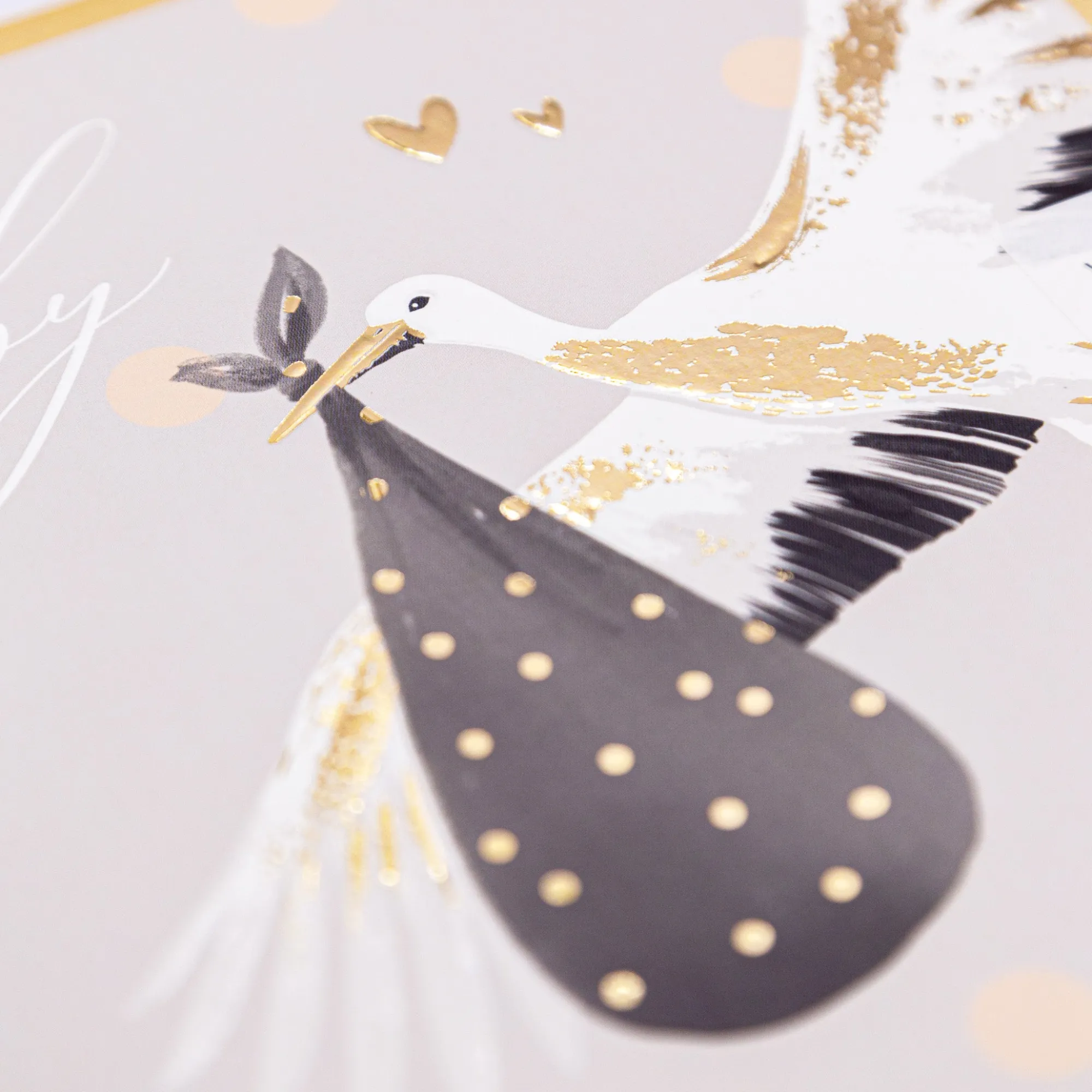 New Baby*Whistlefish Golden Stork New Baby Luxury Card