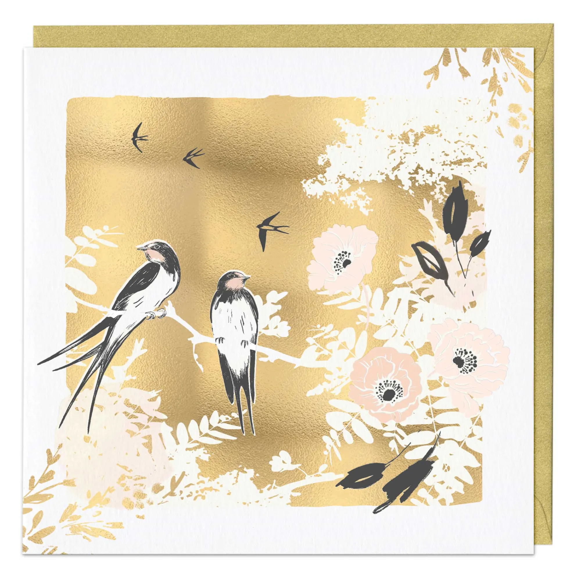 Thank You|Leaving & Retirement*Whistlefish Golden Swallows Just to Say Luxury Card