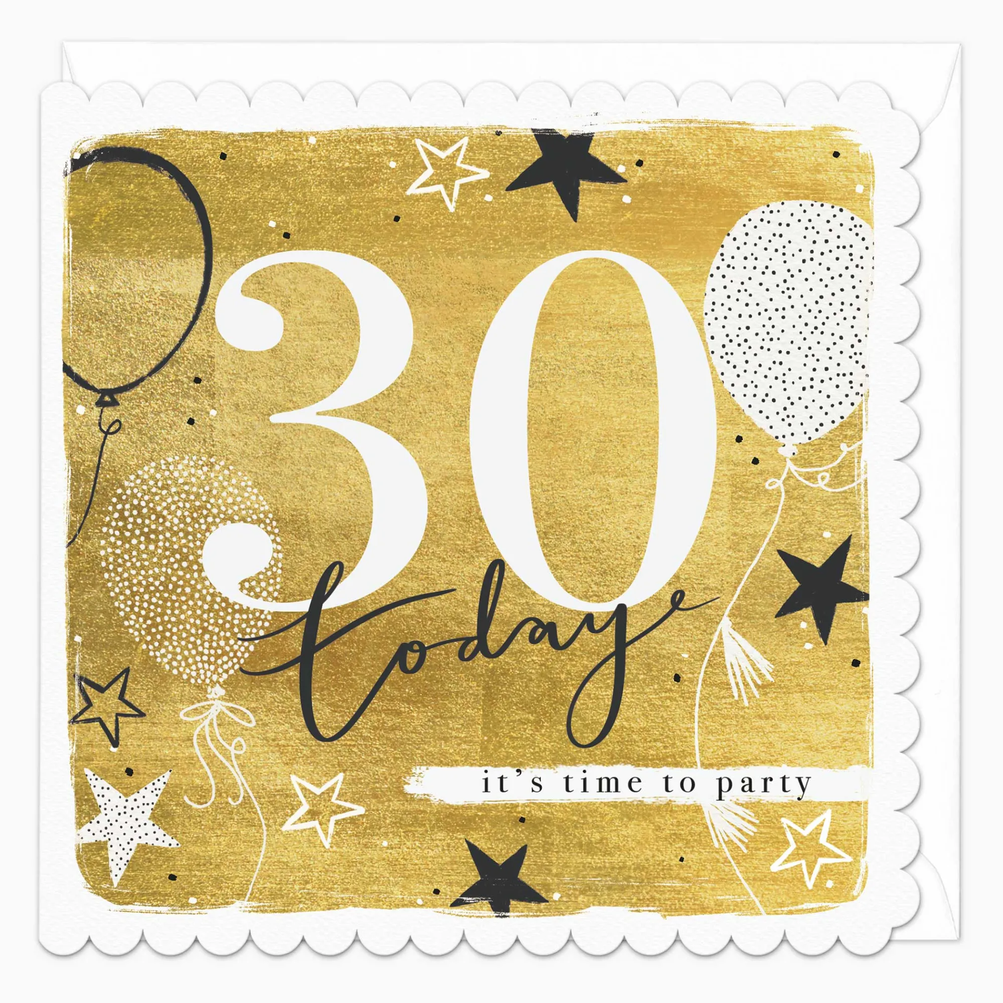 Birthday|By Age*Whistlefish Golden 30th Birthday Scalloped Card