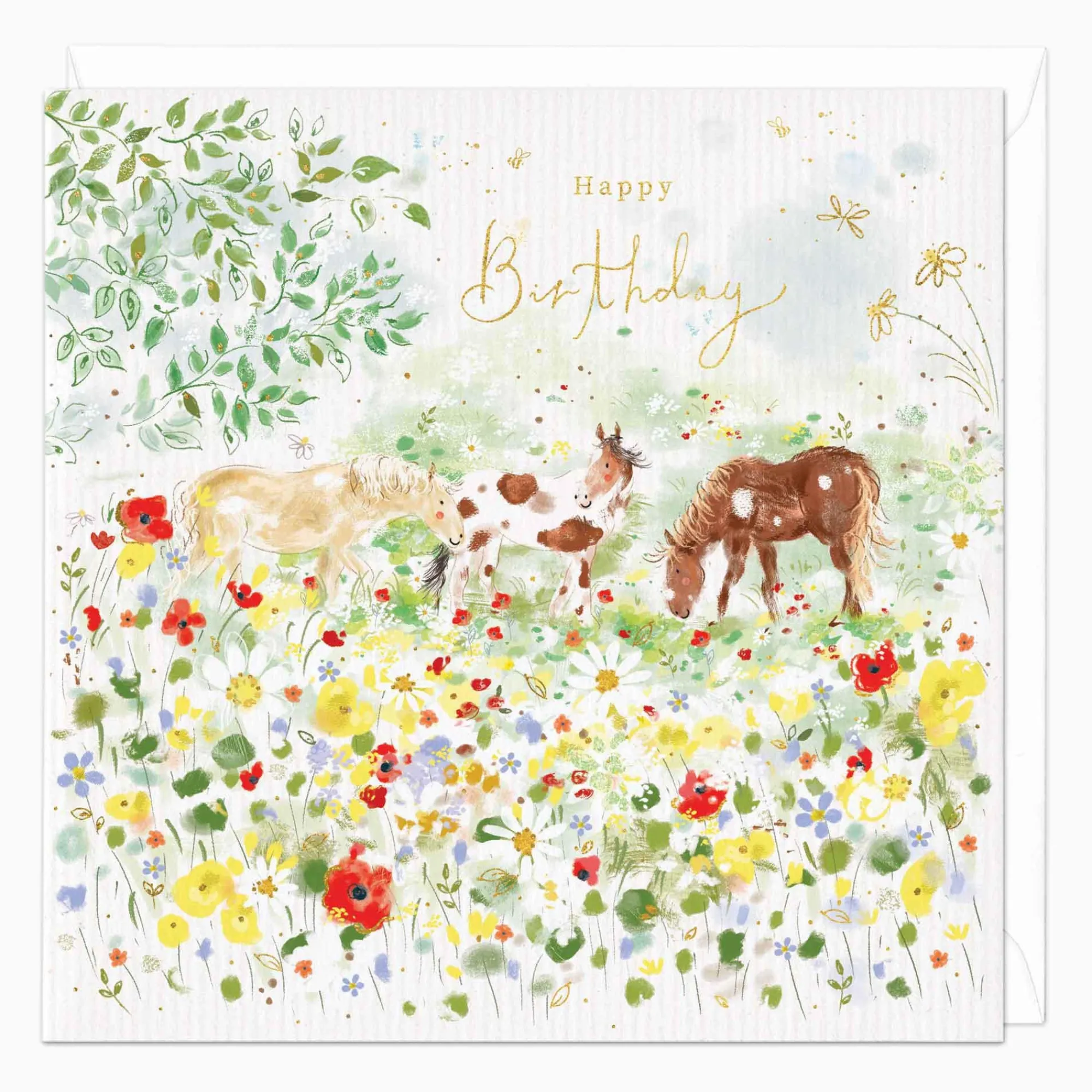 Birthday*Whistlefish Grazing Horses Birthday Card