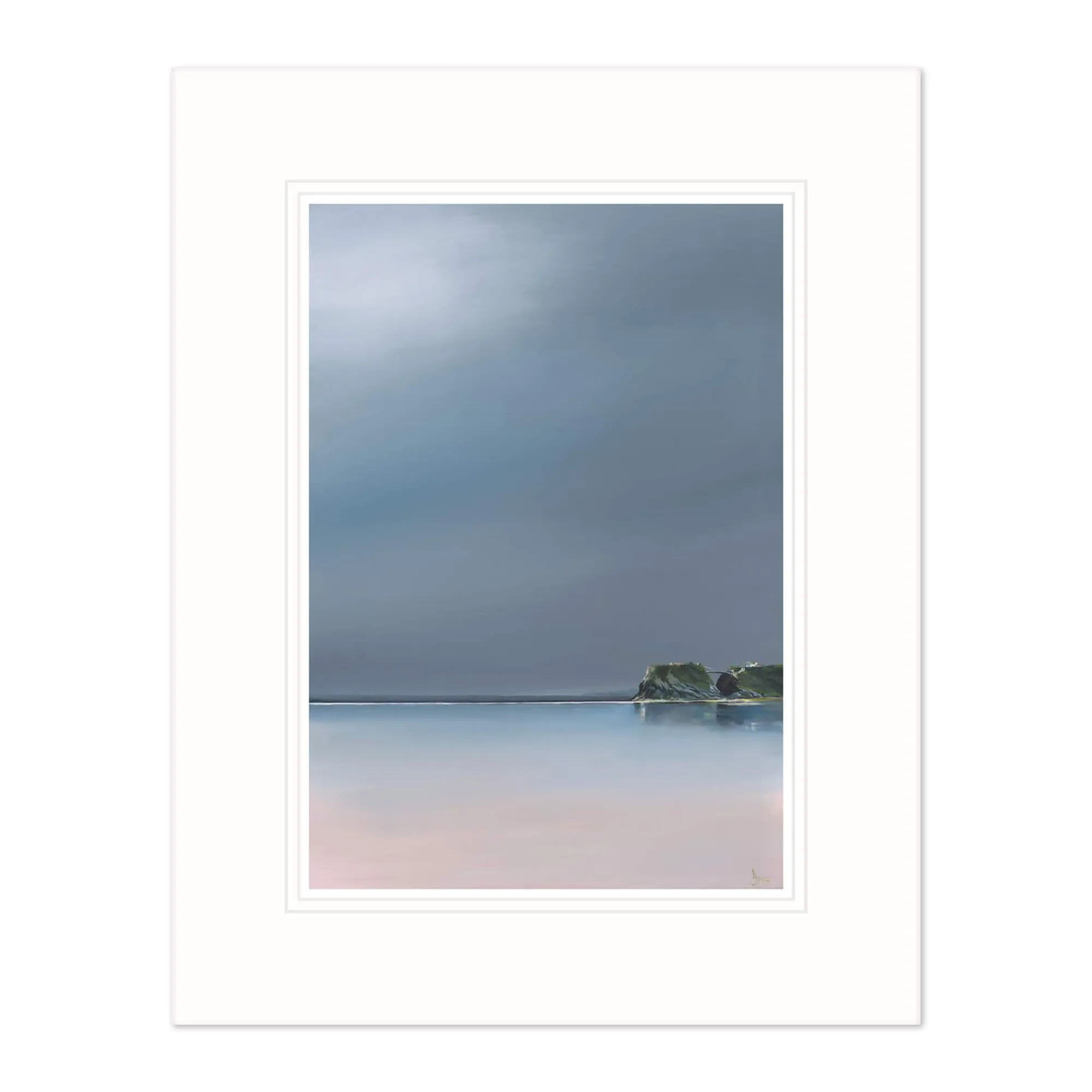 Cornwall|Mounted Prints*Whistlefish Grey Dawn On Towan Beach Mounted Print