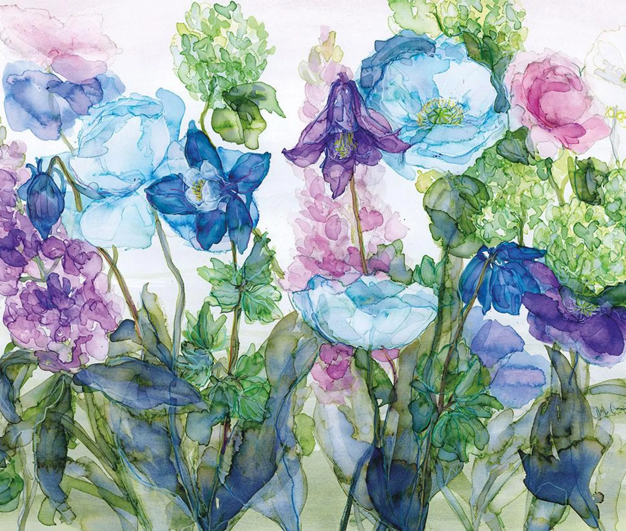 Unframed Prints*Whistlefish Guelder Rose & Pale Blue Poppies Art Print