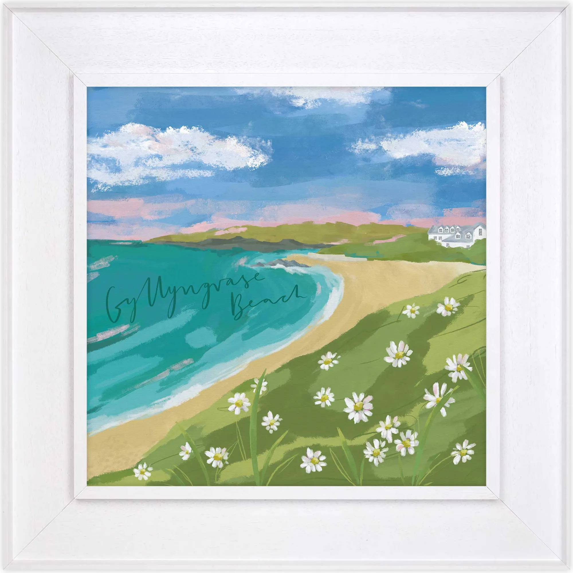 Falmouth|Cornwall*Whistlefish Gyllyngvase Beach Tray Framed Canvas