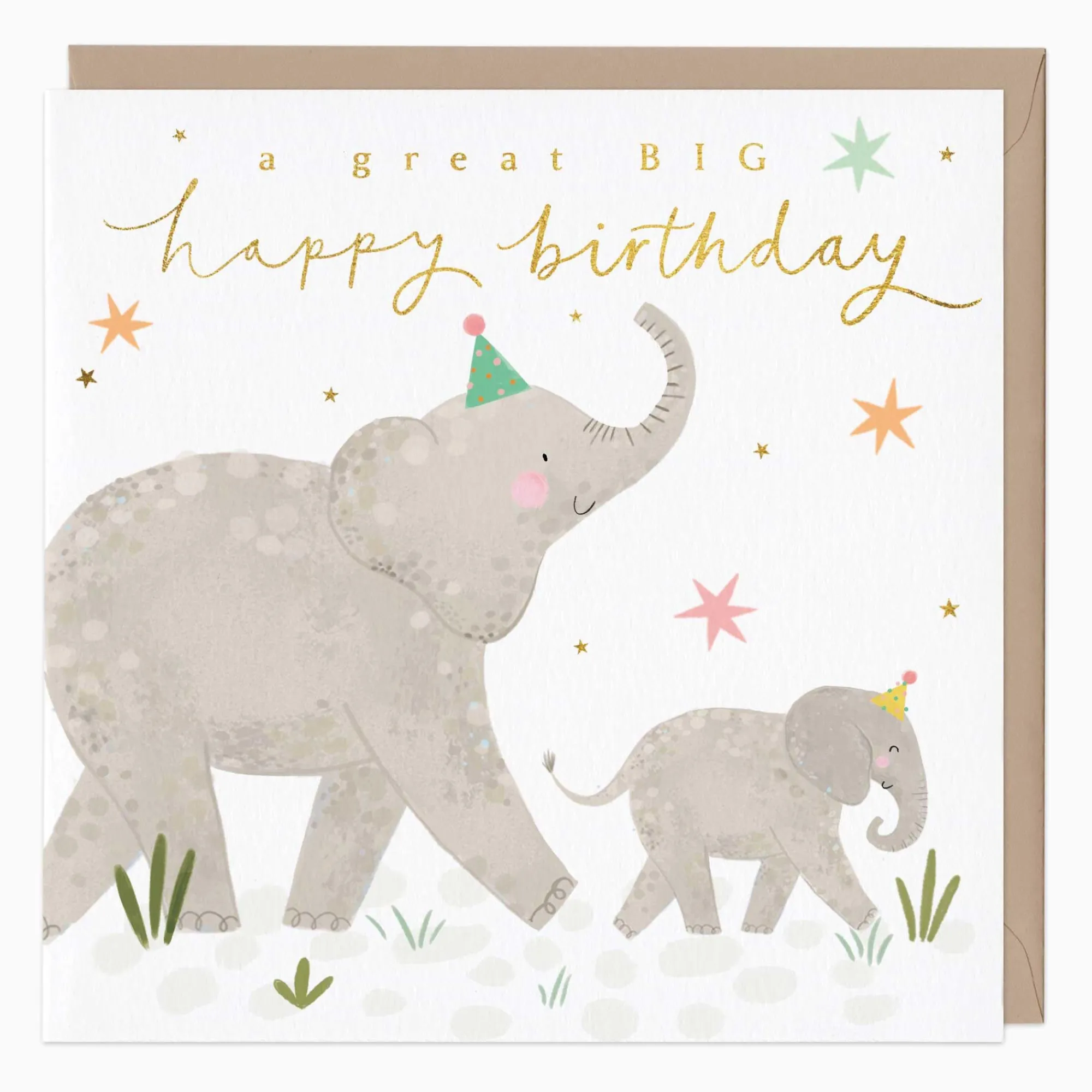 Birthday|For Children*Whistlefish Happy Elephant Birthday Card