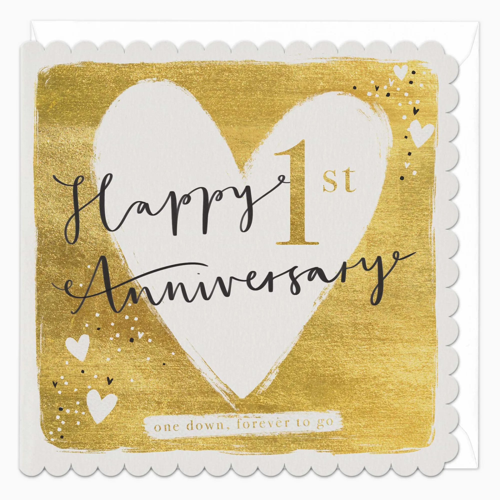 Anniversary*Whistlefish Happy 1st Anniversary Scalloped Card