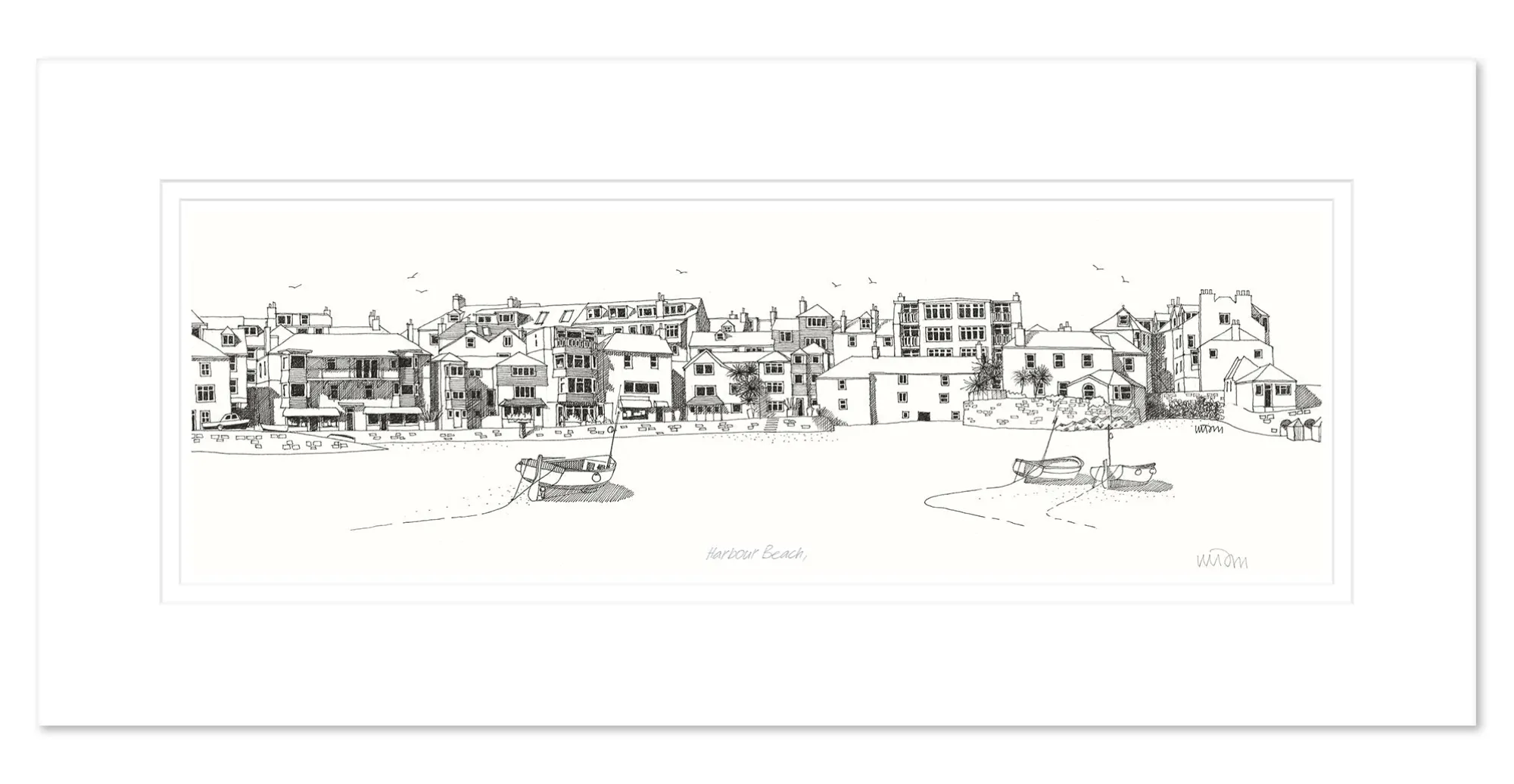 St Ives|Boat & Sailing*Whistlefish Harbour Beach St Ives Mounted Print