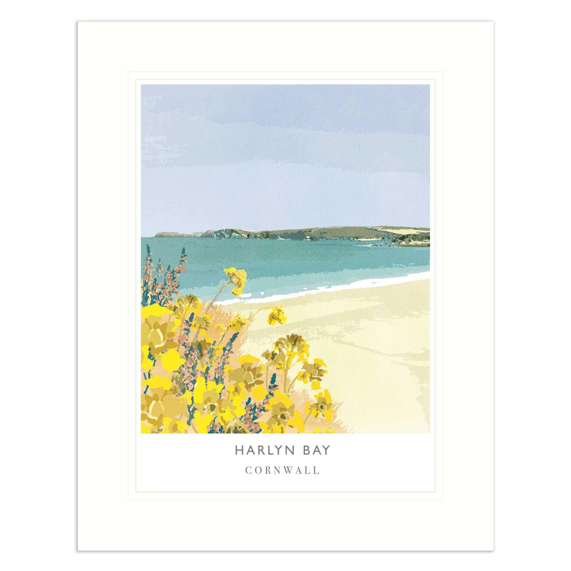 Cornwall|Mounted Prints*Whistlefish Harlyn Bay Mounted Print
