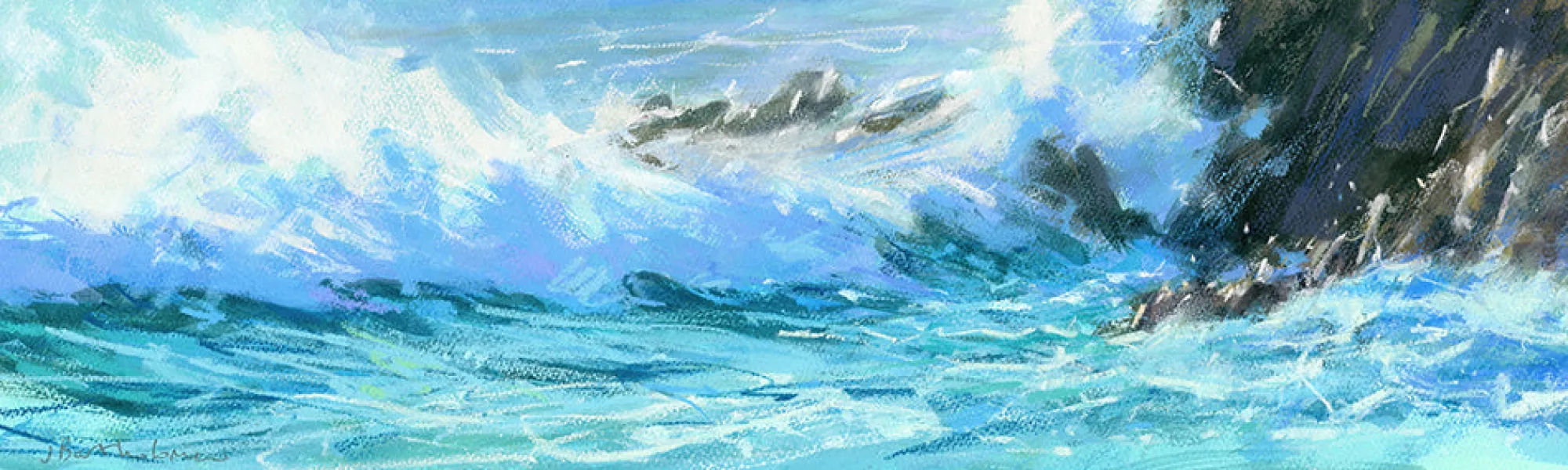 Unframed Prints*Whistlefish Heavy Waves In The Cove Art Print