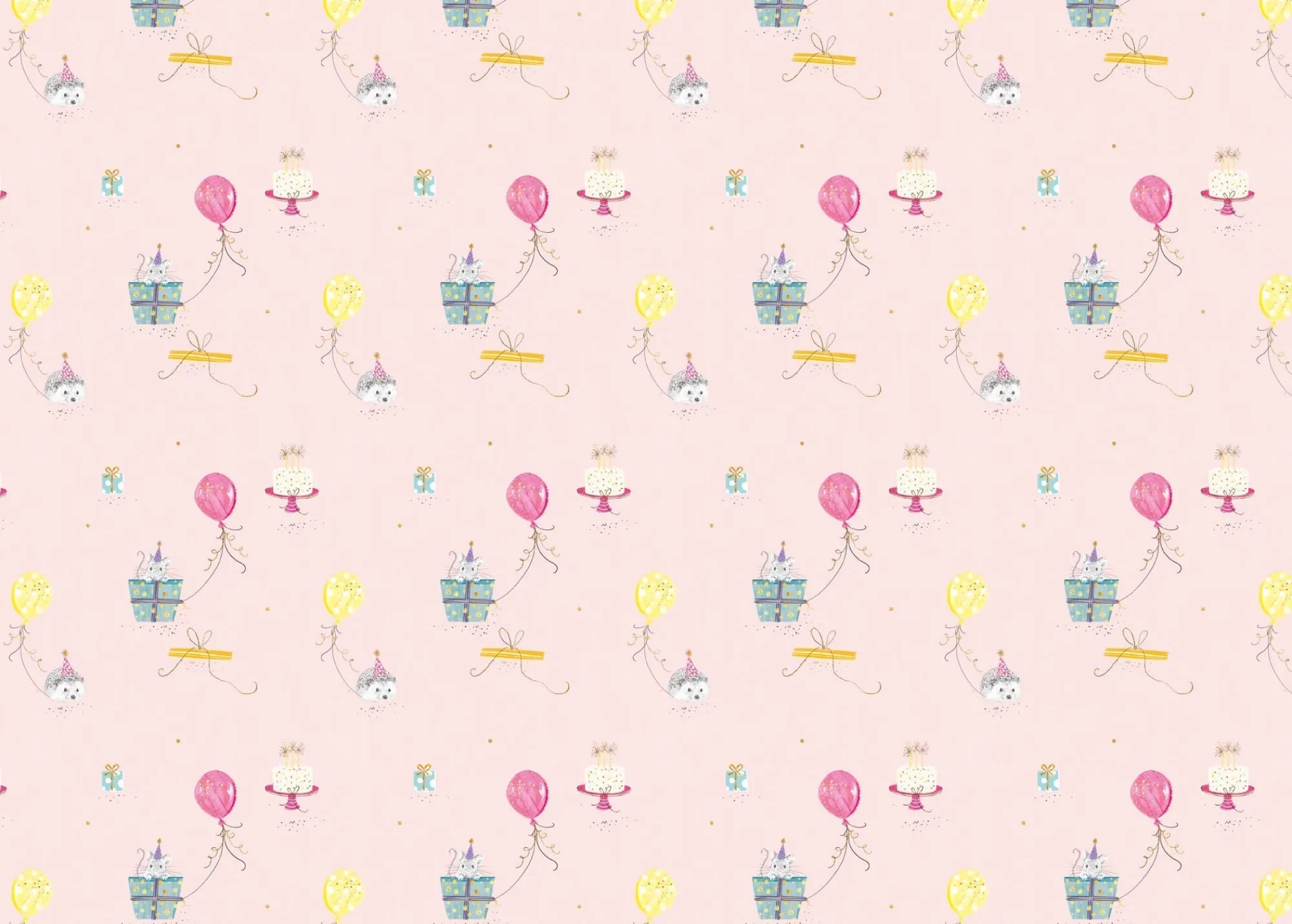 Gift Wrap|Birthday*Whistlefish Hedgehog & Mouse Wrapping Paper