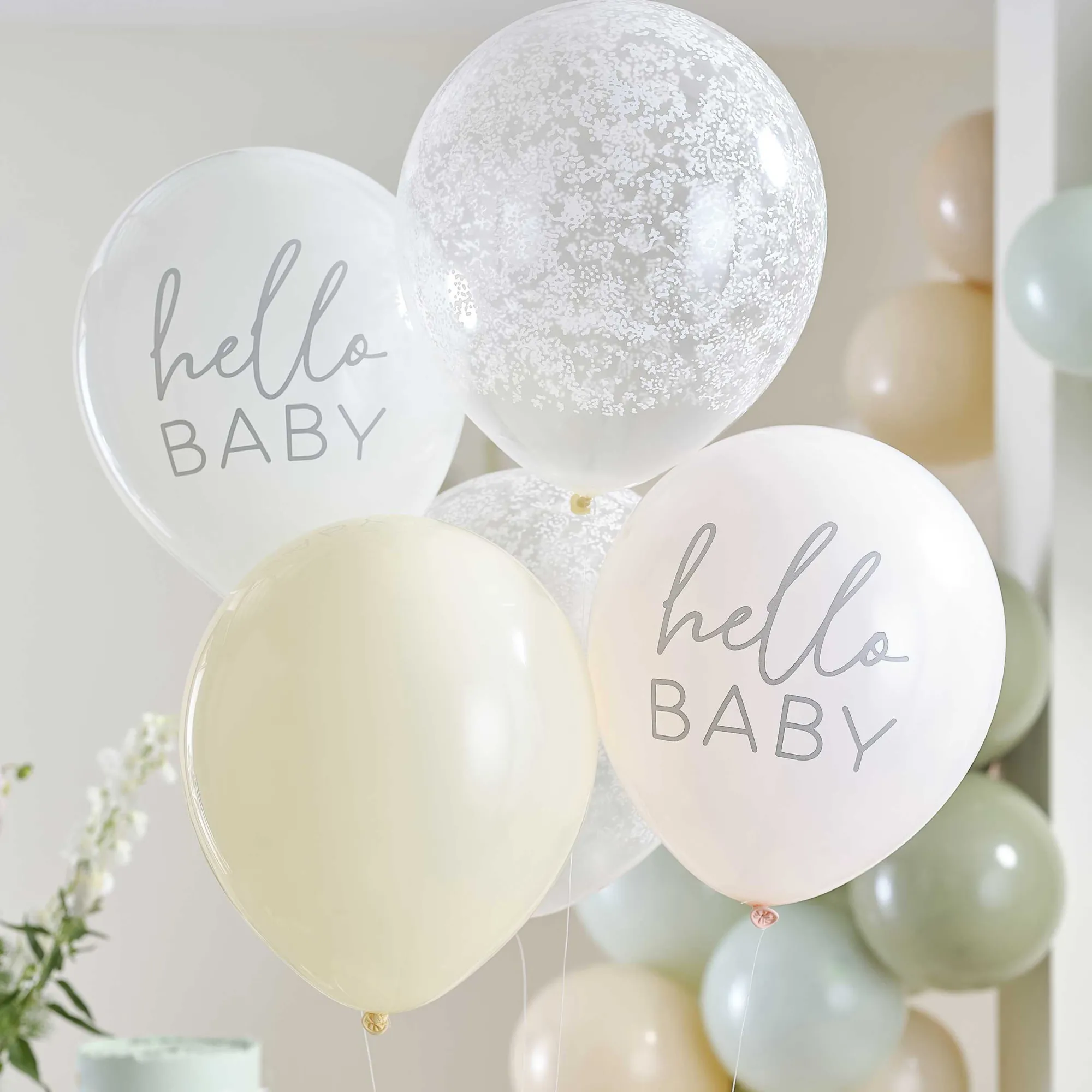 Balloons|Baby Shower*Whistlefish Hello Baby Floral Baby Shower Balloons