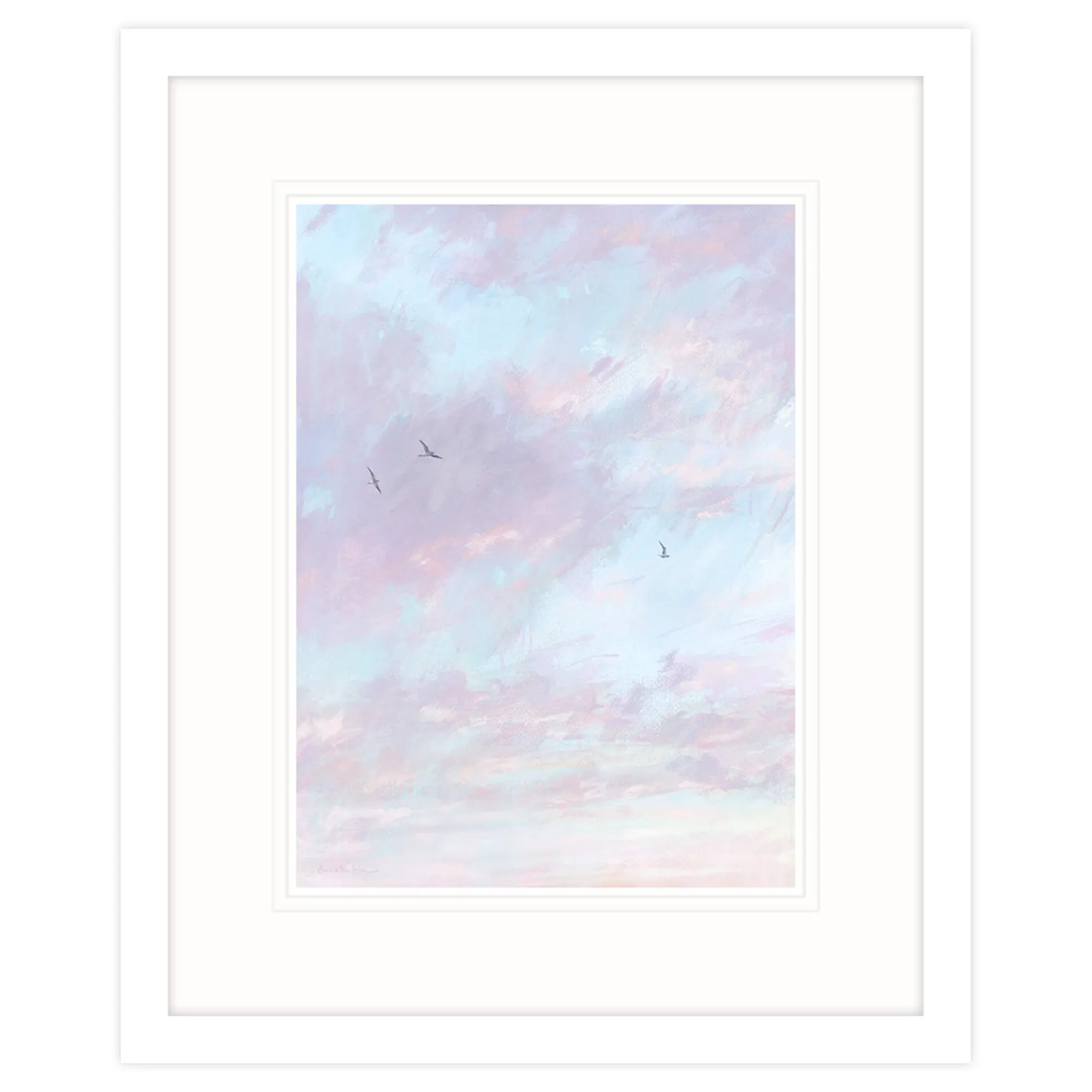 Coastal Scenes|Framed Prints*Whistlefish High Gulls, Pink Clouds Fr. Print