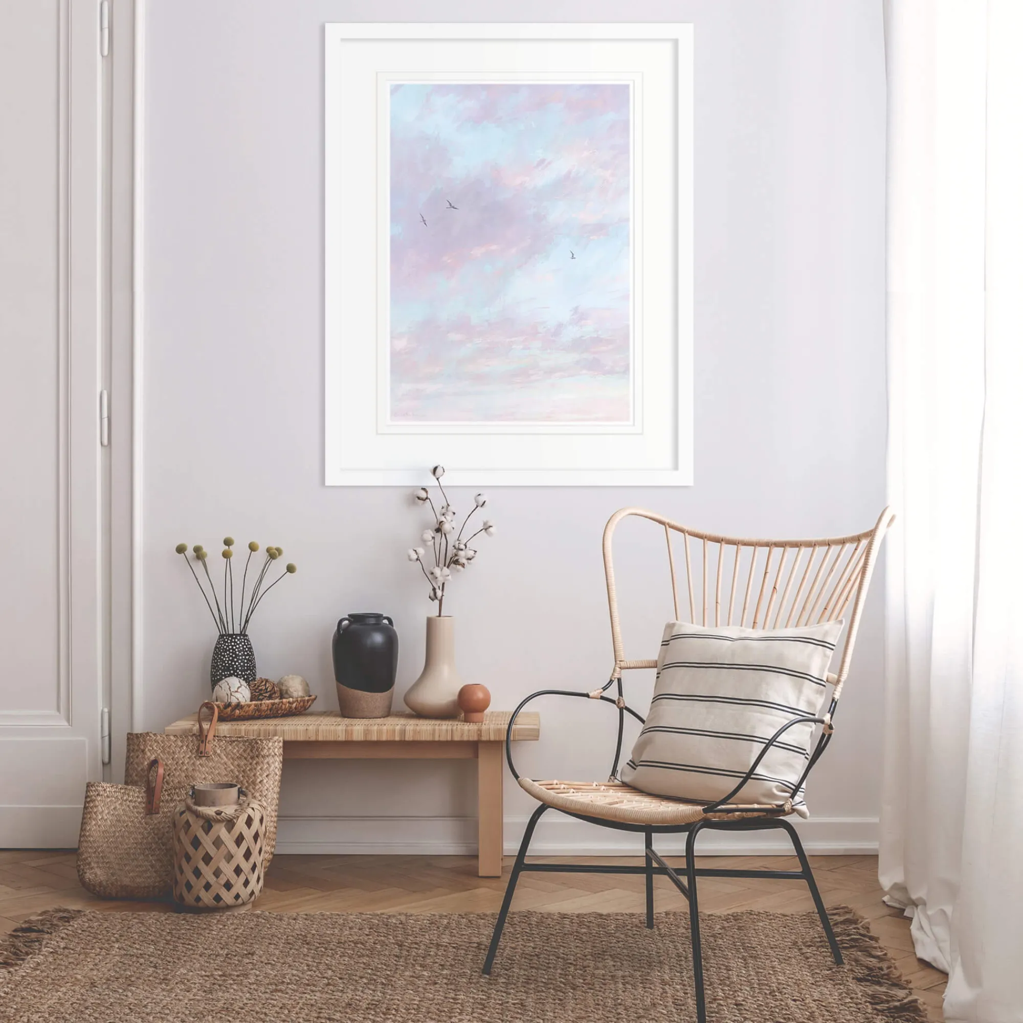 Coastal Scenes|Framed Prints*Whistlefish High Gulls, Pink Clouds Fr. Print
