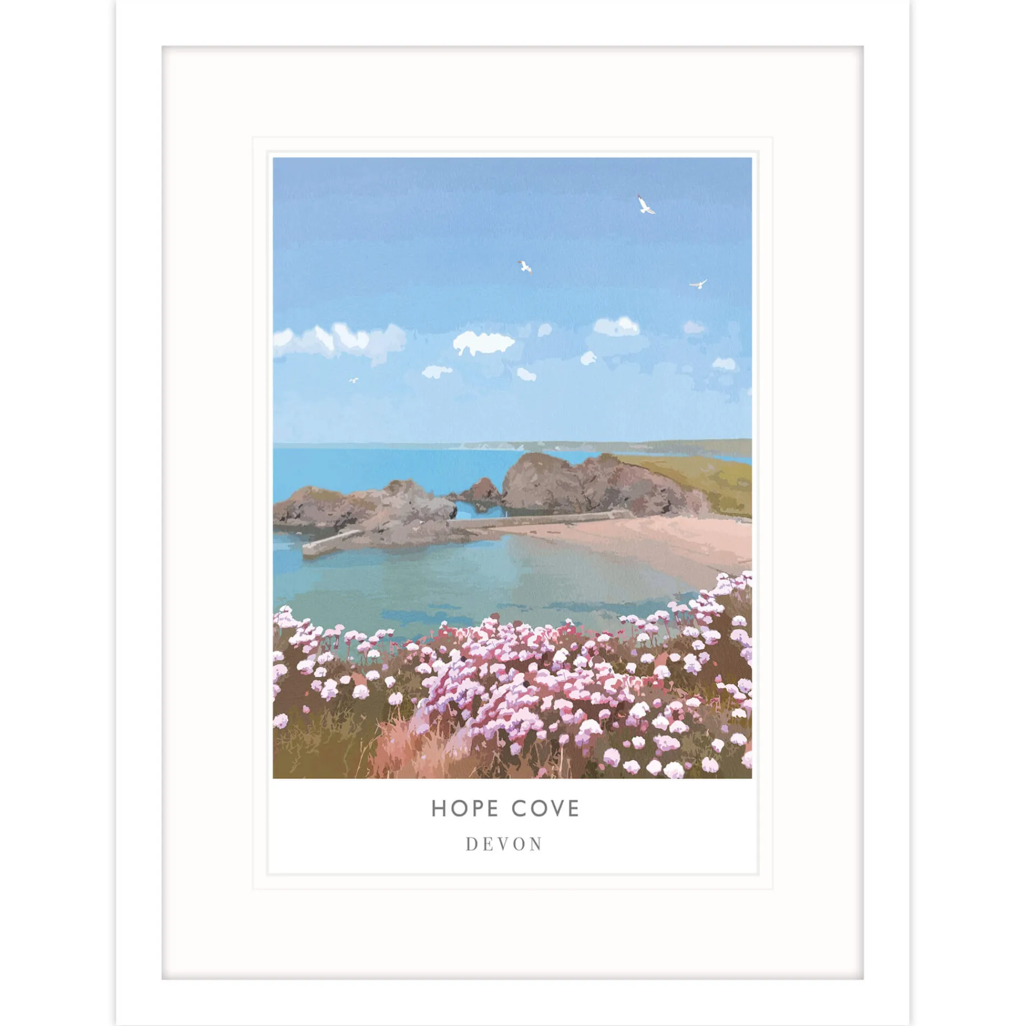 Cornwall|Travel*Whistlefish Hope Cove Large Travel Framed Print