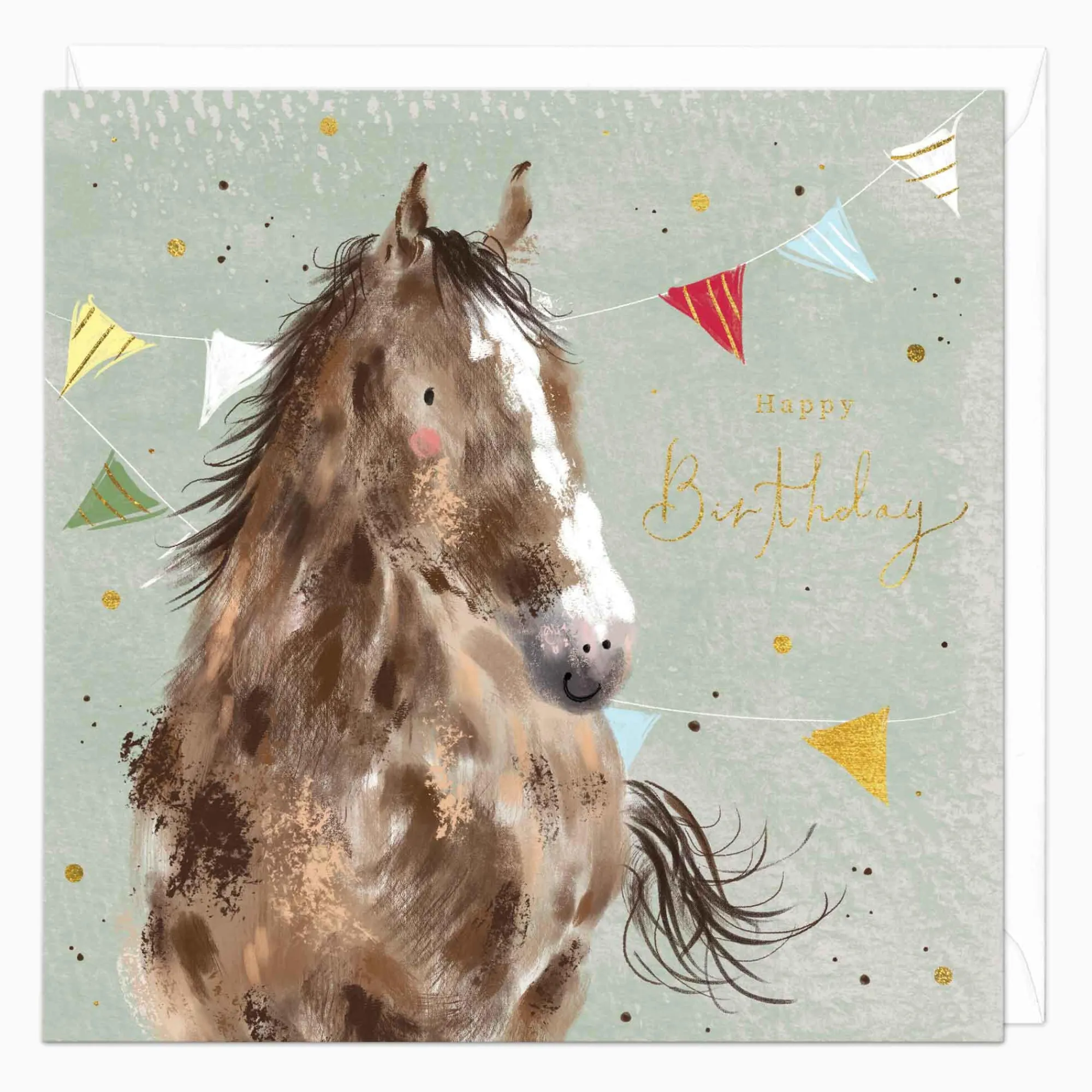 Birthday*Whistlefish Horse & Bunting Birthday Card