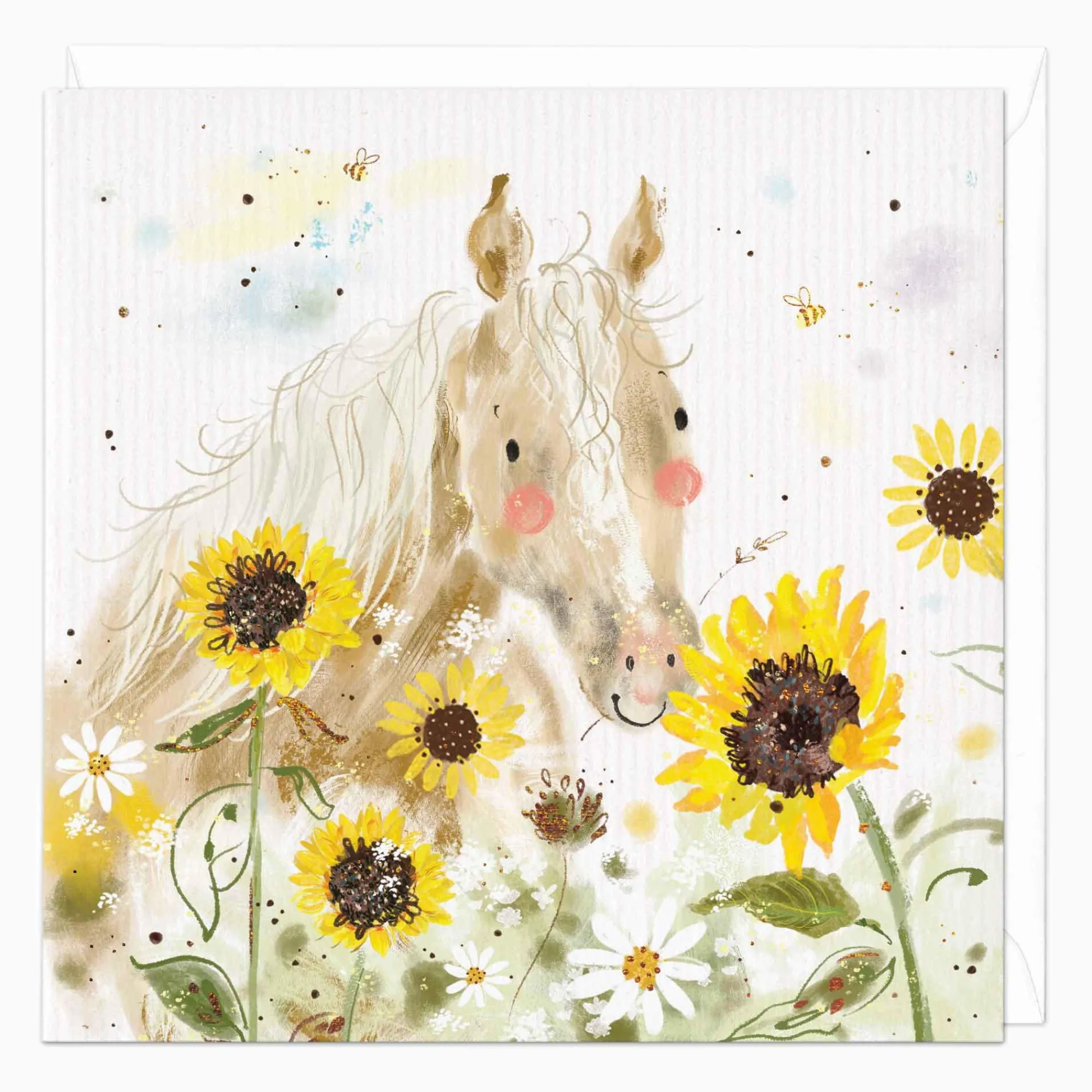 Just To Say*Whistlefish Horse & Sunflowers Art Card