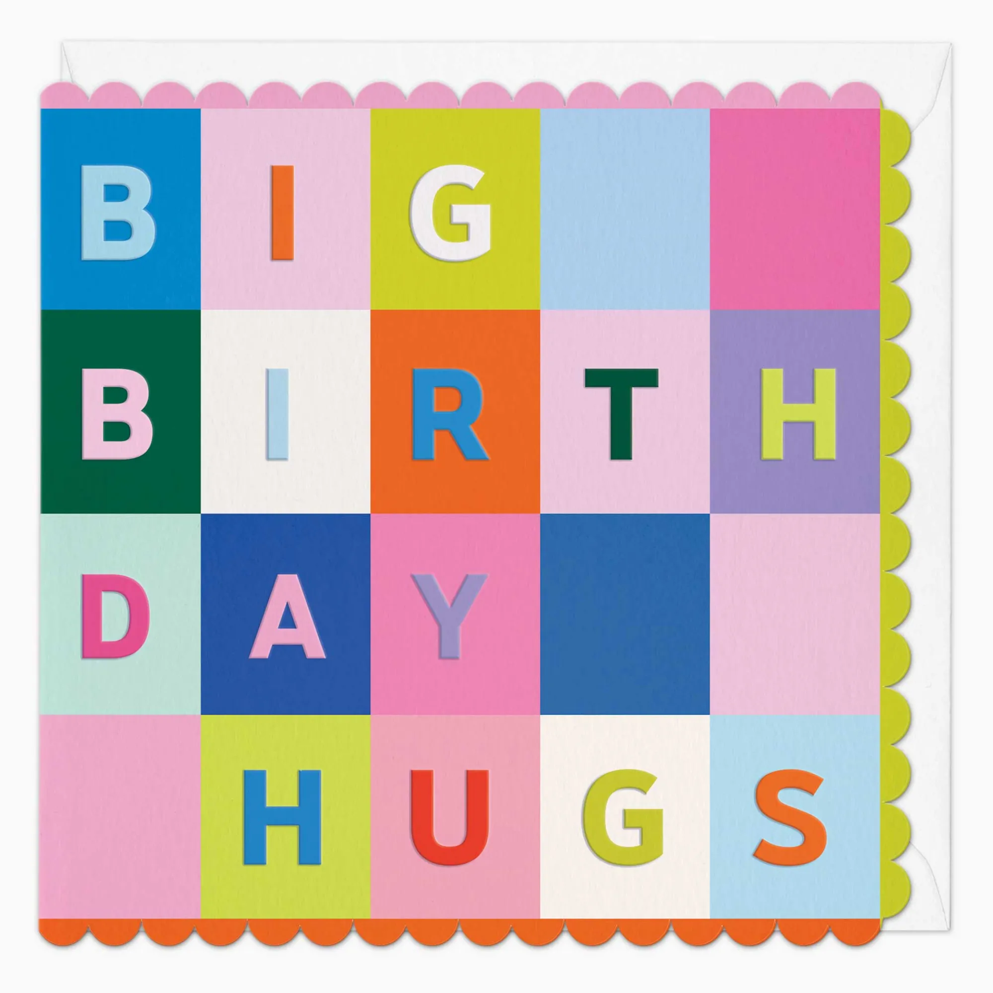 Birthday|For Children*Whistlefish Hugs Scalloped Grid Birthday Card