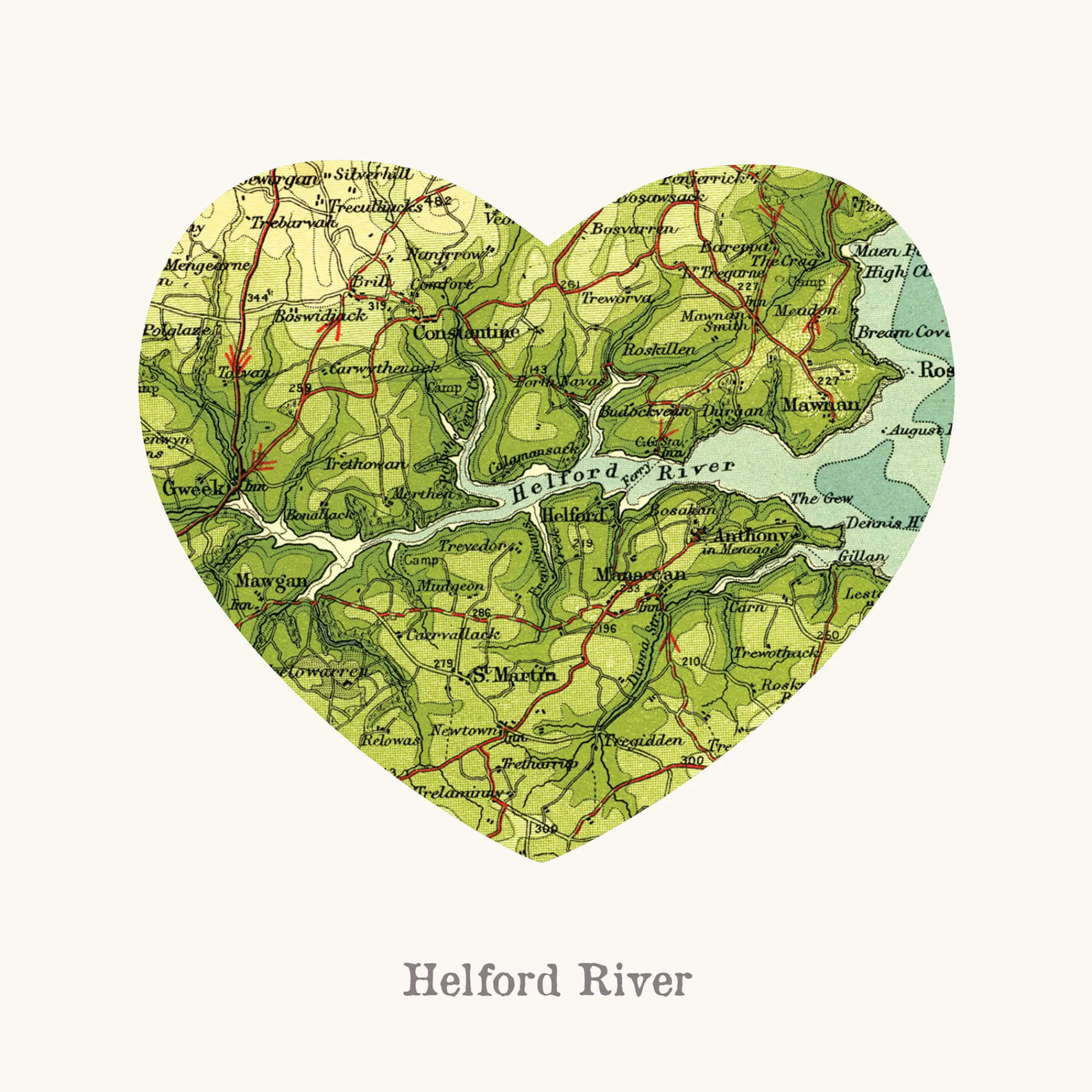 Unframed Prints*Whistlefish I Love Helford River Art Print