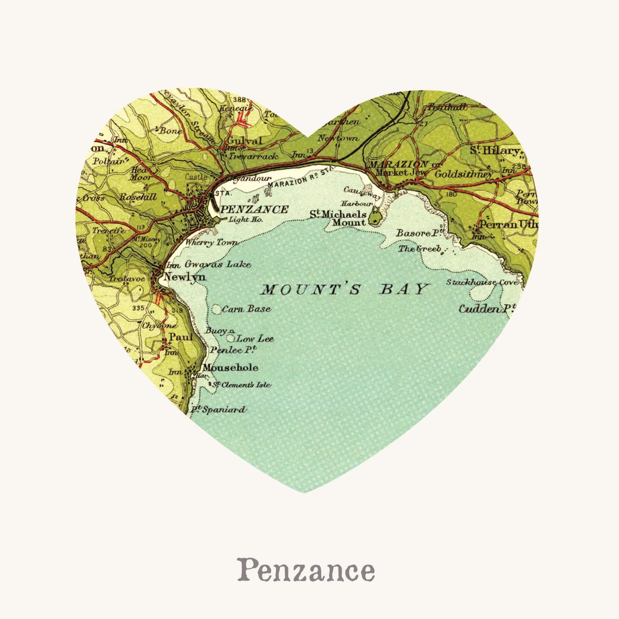Unframed Prints*Whistlefish I Love Penzance Art Print