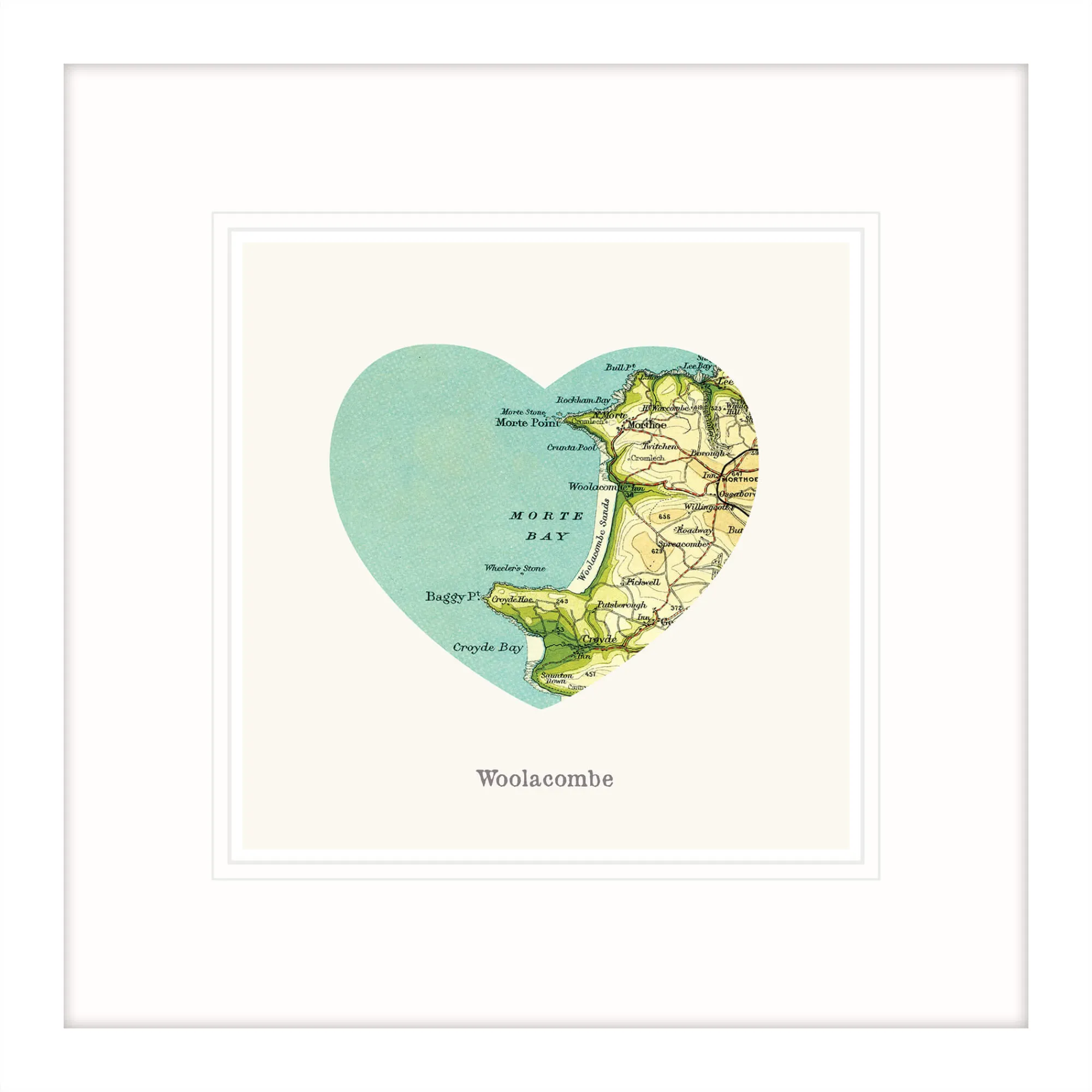 Devon|Framed Prints*Whistlefish I Love Woolacombe Framed Print