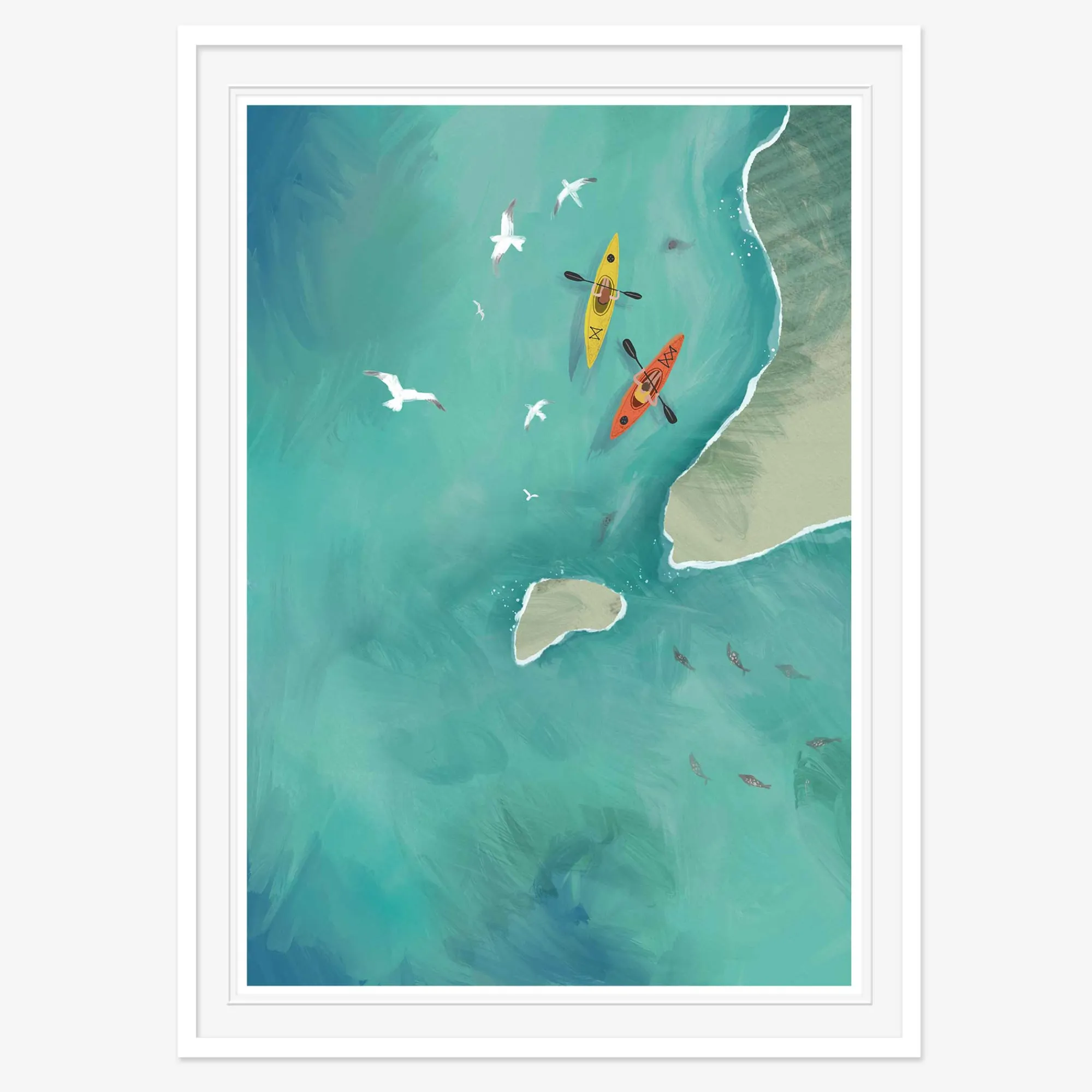 Coastal Scenes|Framed Prints*Whistlefish Kayakers Small Framed Print