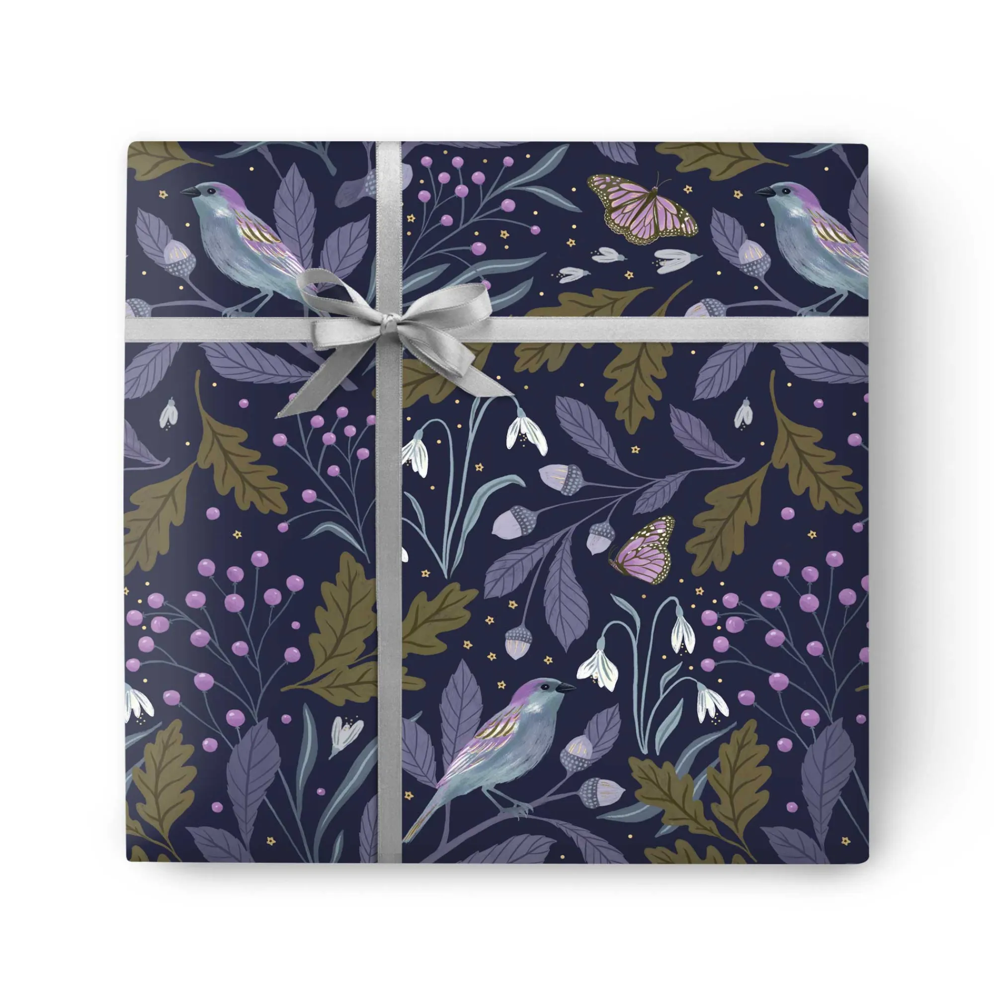 Gift Wrap|Birthday*Whistlefish Kelmscott Purple Bird Wrapping Paper