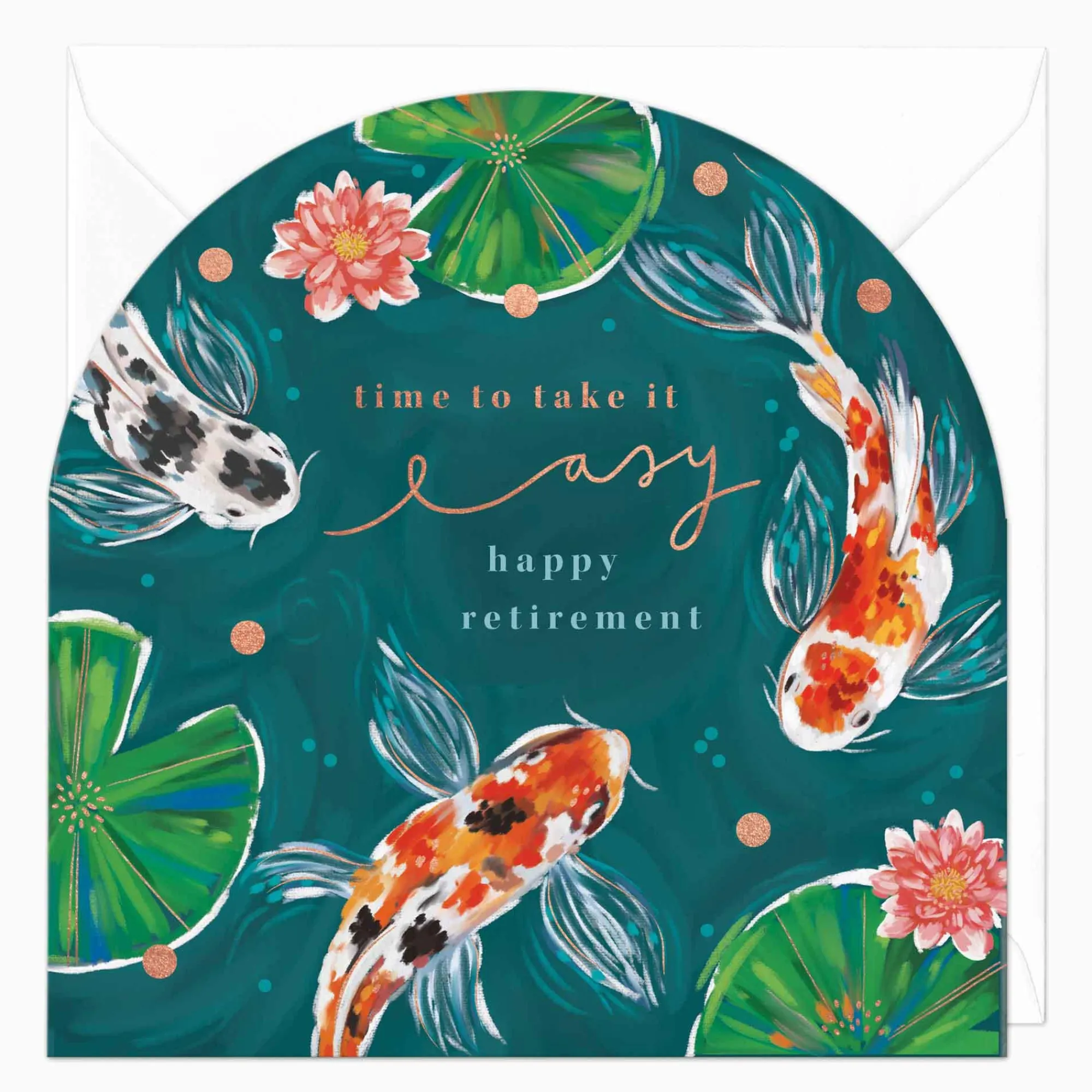 Leaving & Retirement*Whistlefish Koi Pond Retirement Arch Card
