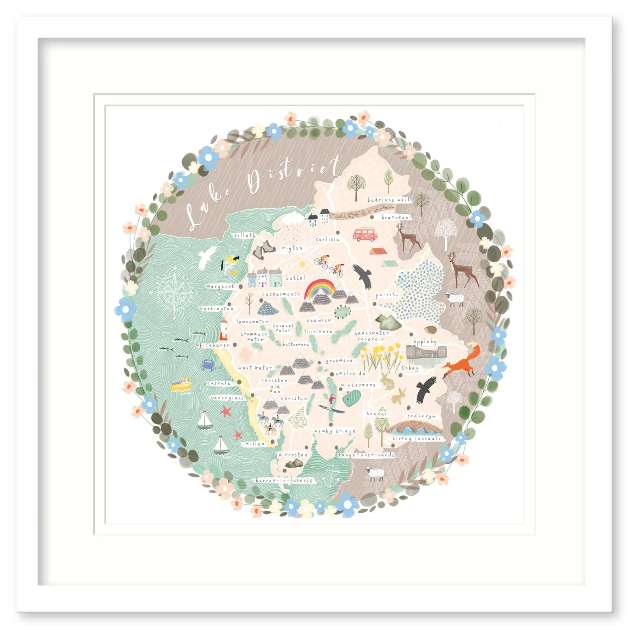 Framed Prints*Whistlefish Lake District Map Medium Framed Print
