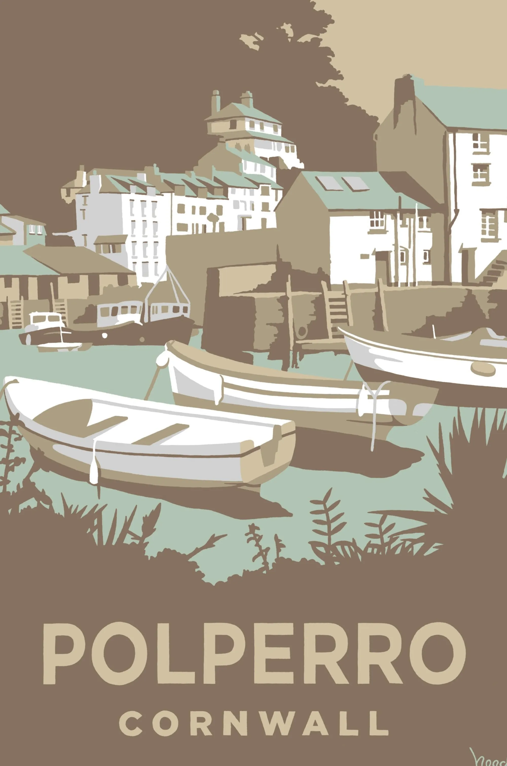 Unframed Prints*Whistlefish Layered Polperro Art Print