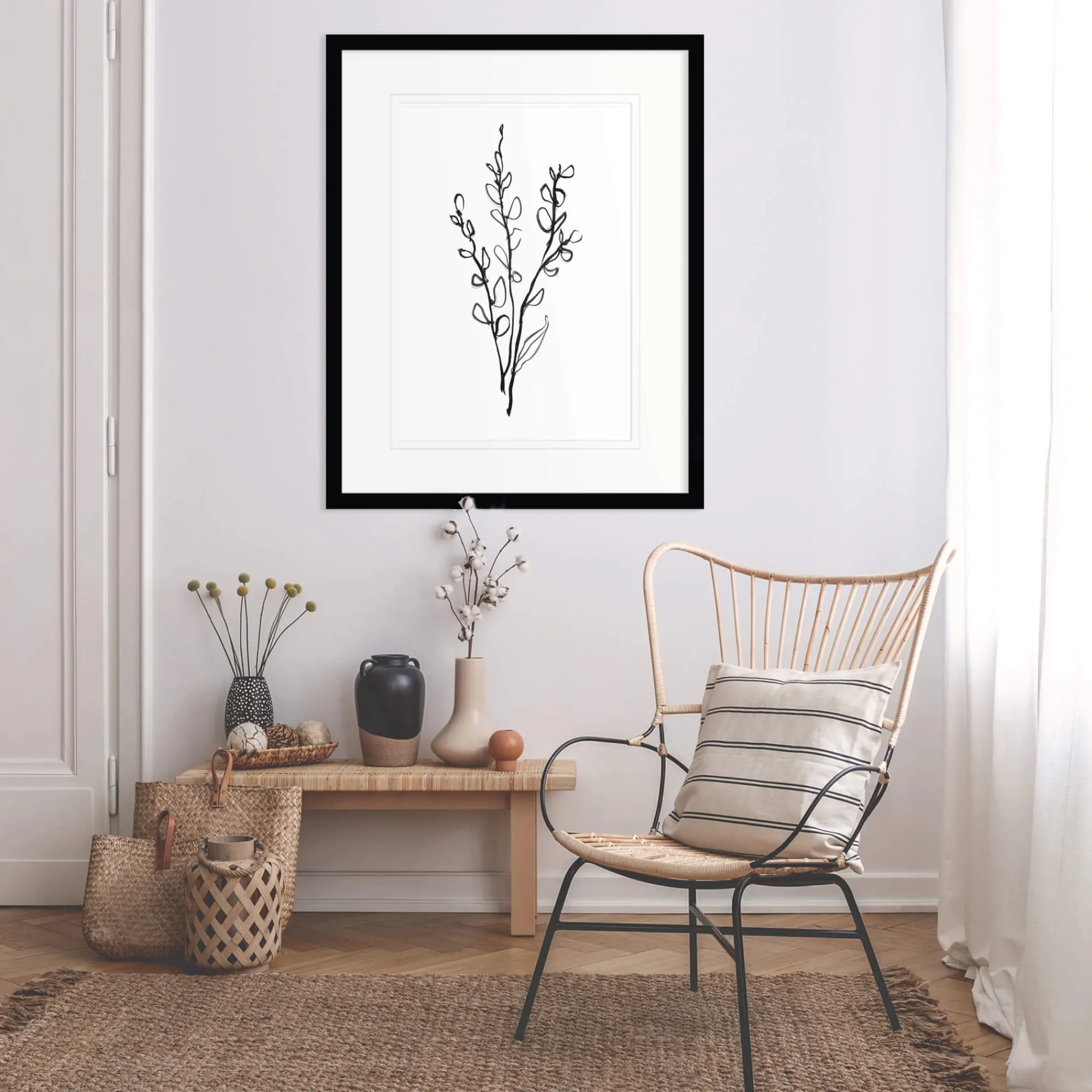 Floral & Flowers|Framed Prints*Whistlefish Leaf Study Black & White Framed Print
