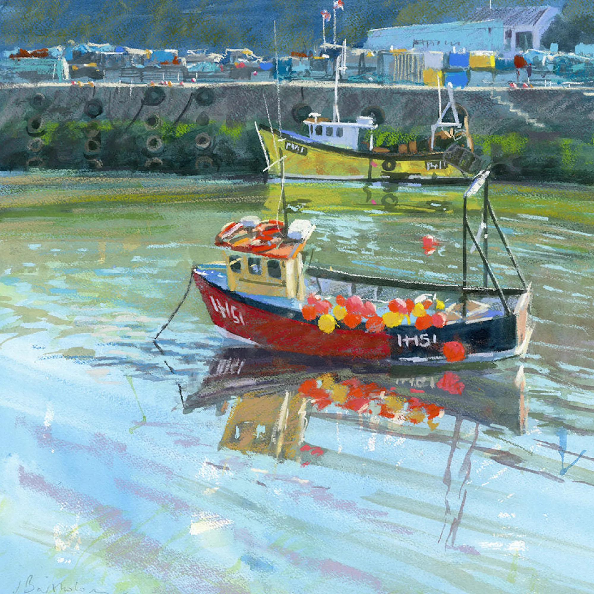 Unframed Prints*Whistlefish Leaving Tide Mevagissey Art Print