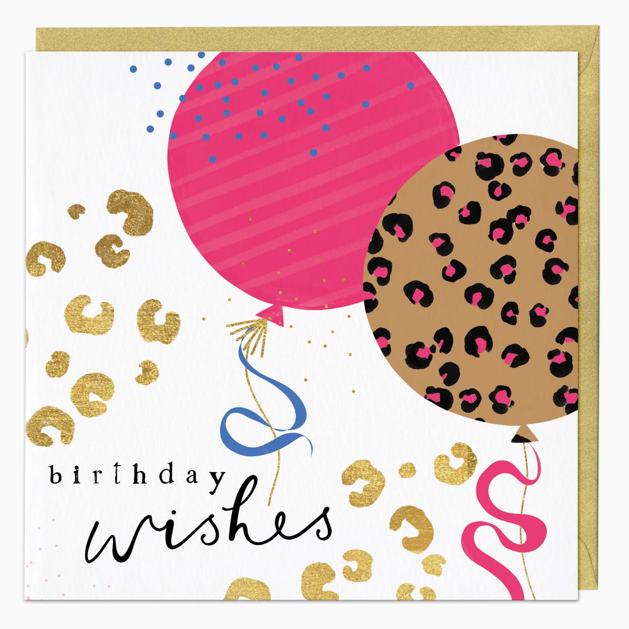 Birthday|For Her*Whistlefish Leopard Print Balloons Birthday Card