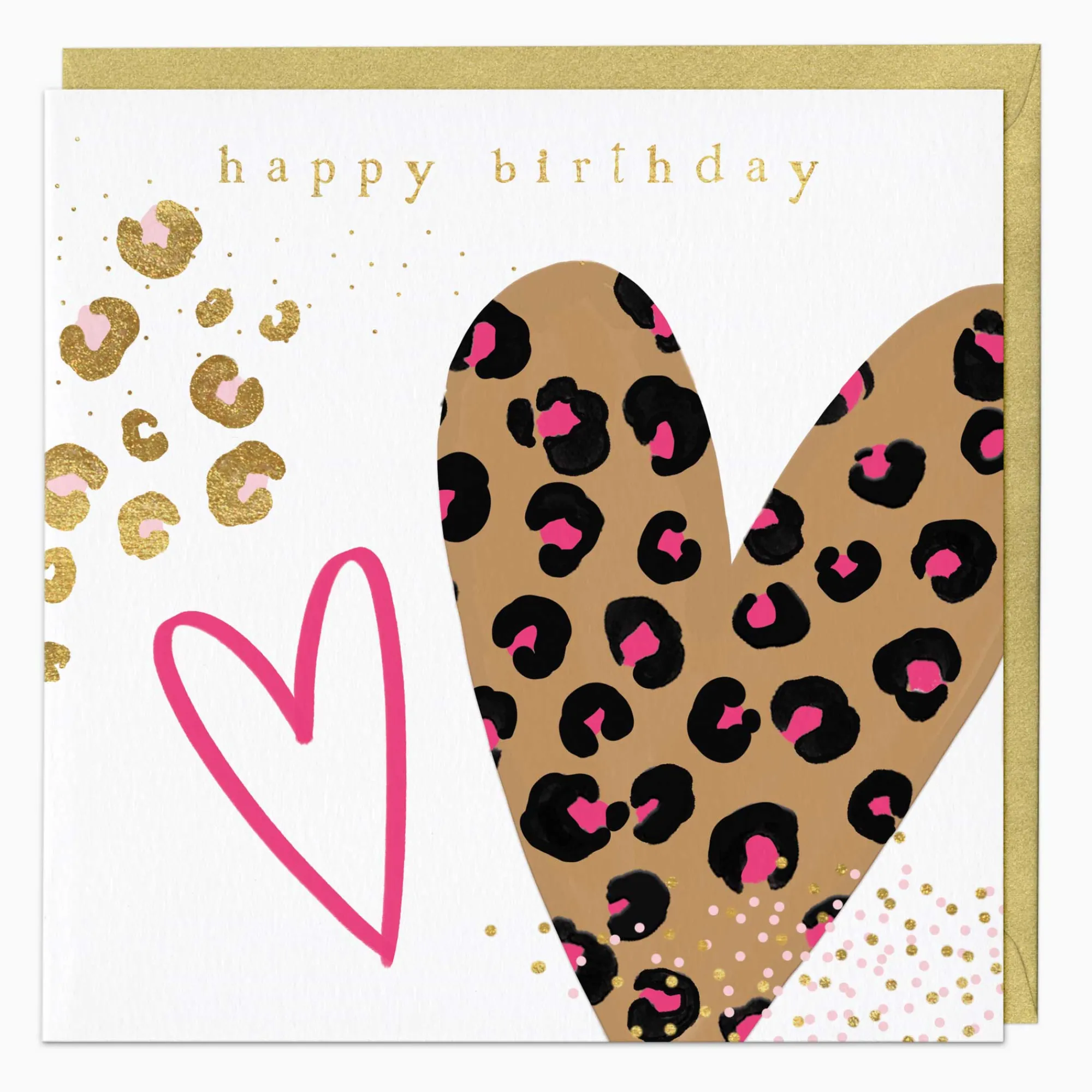 Birthday|For Her*Whistlefish Leopard Print Hearts Birthday Card