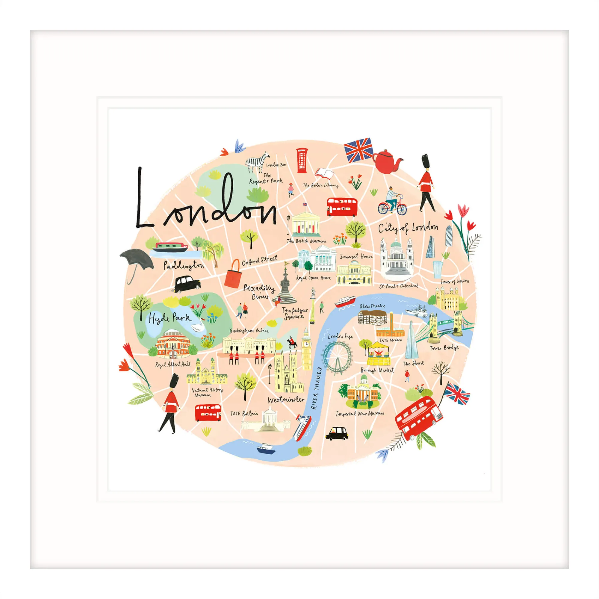 London|Framed Prints*Whistlefish London Map Framed Print Medium