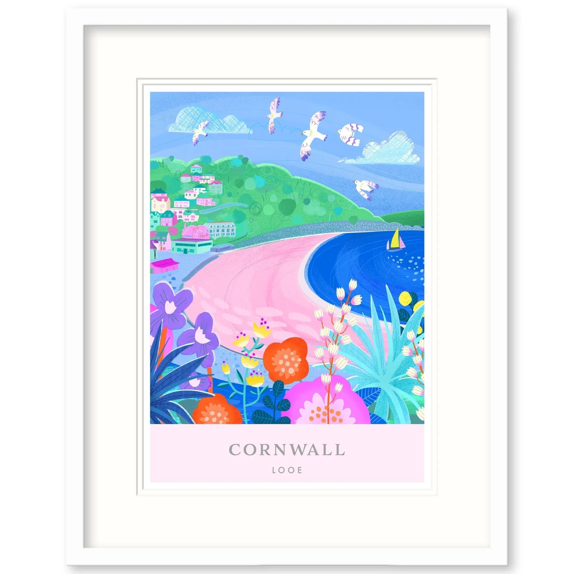 Cornwall|Coastal Scenes*Whistlefish Looe Brights Small Framed Print