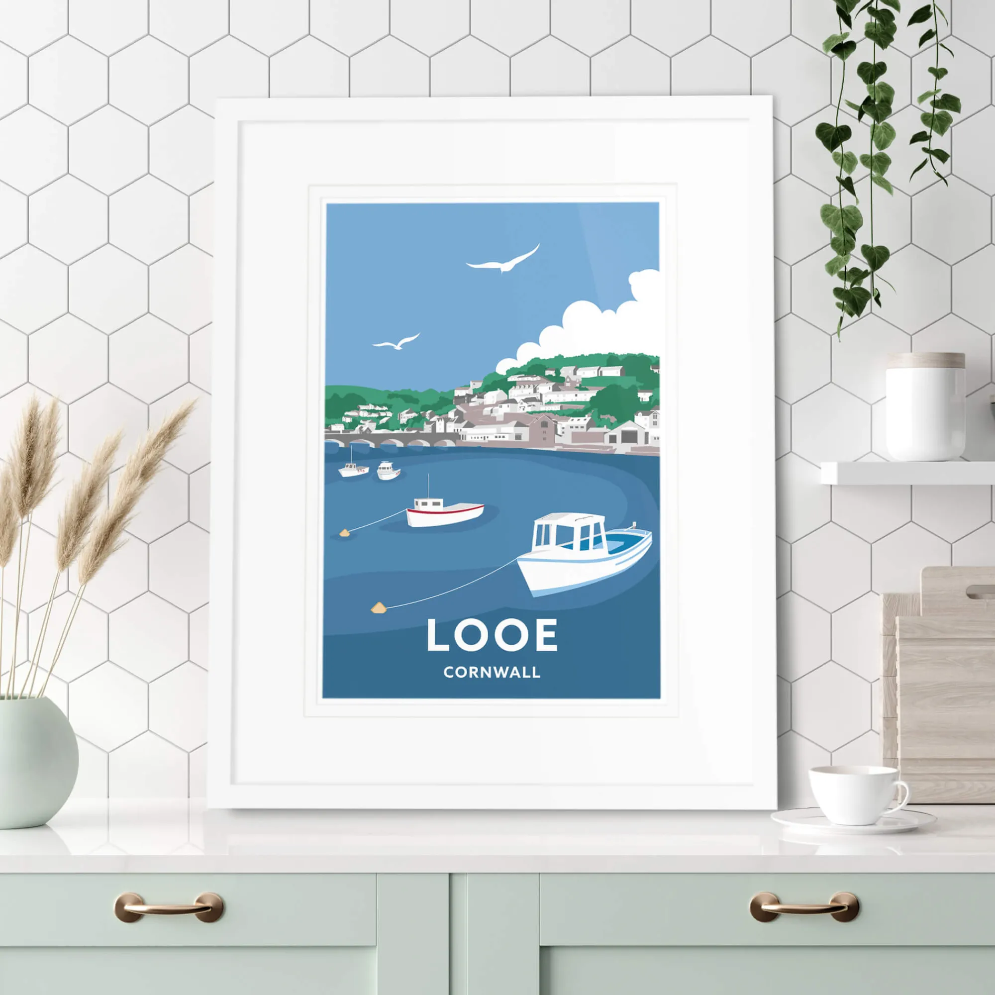 Cornwall|Travel*Whistlefish Looe Cornwall Travel Small Framed Print
