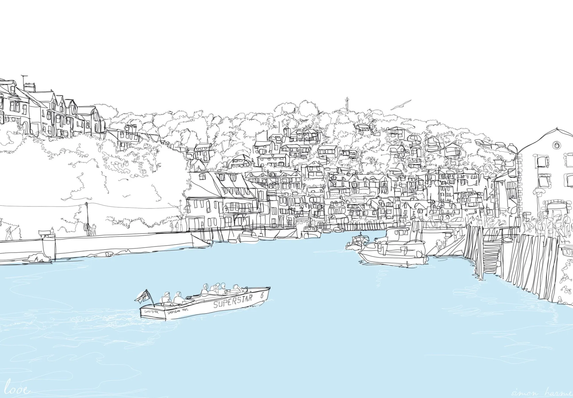 Unframed Prints*Whistlefish Looe Harbour Medium Art Print
