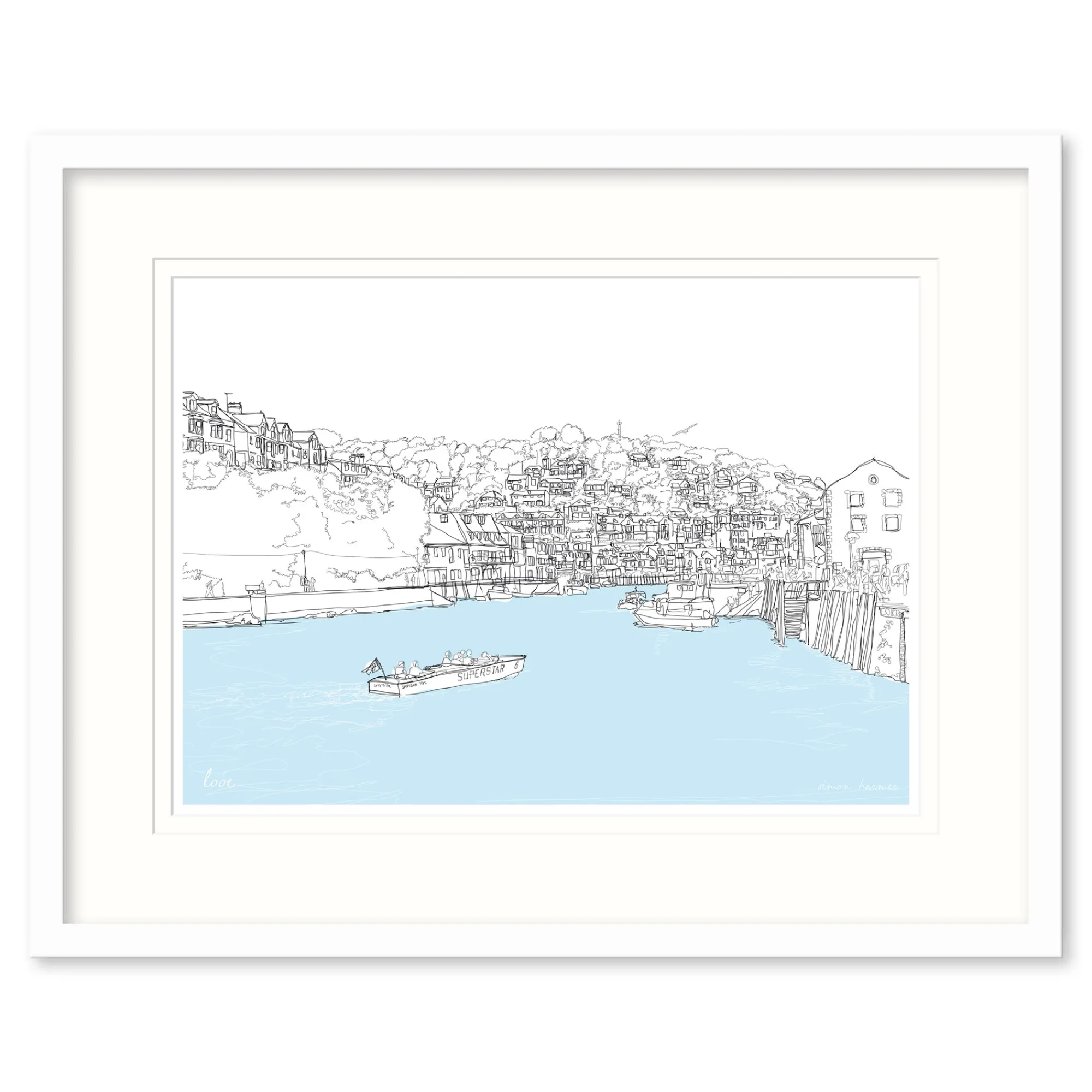 Cornwall|Coastal Scenes*Whistlefish Looe Harbour Medium Framed Print