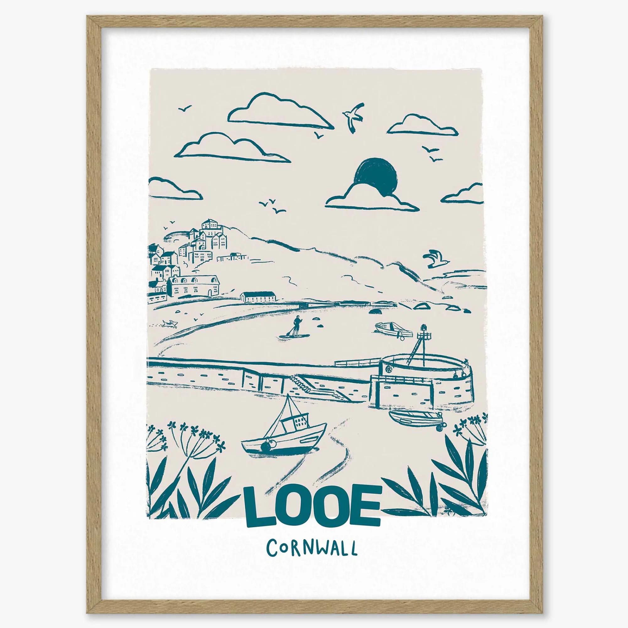 Cornwall|Tides & Towns*Whistlefish Looe Large Framed Print
