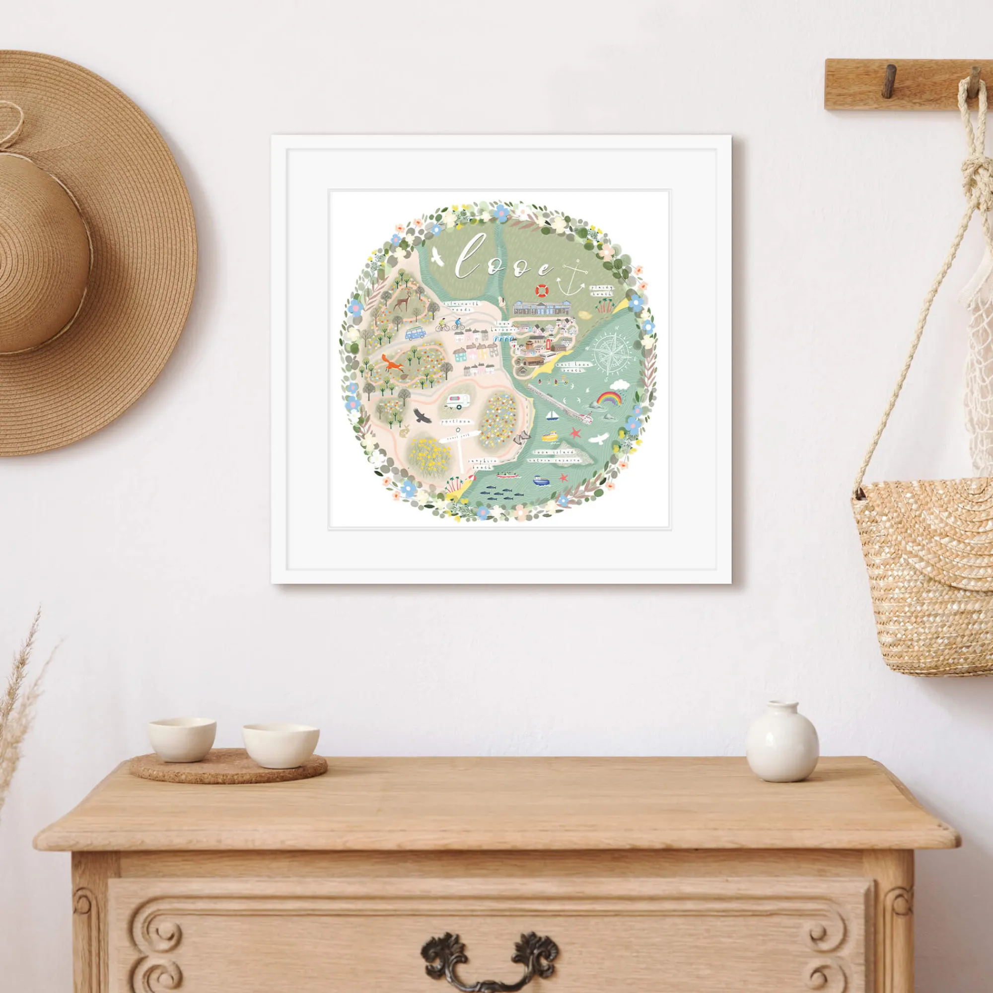 Cornwall|Framed Prints*Whistlefish Looe Map Medium Framed Print