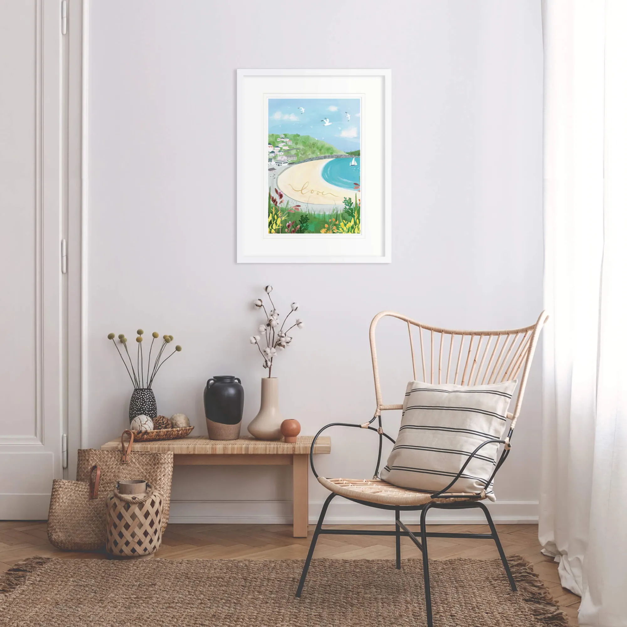 Cornwall|Travel*Whistlefish Looe Med Framed Print