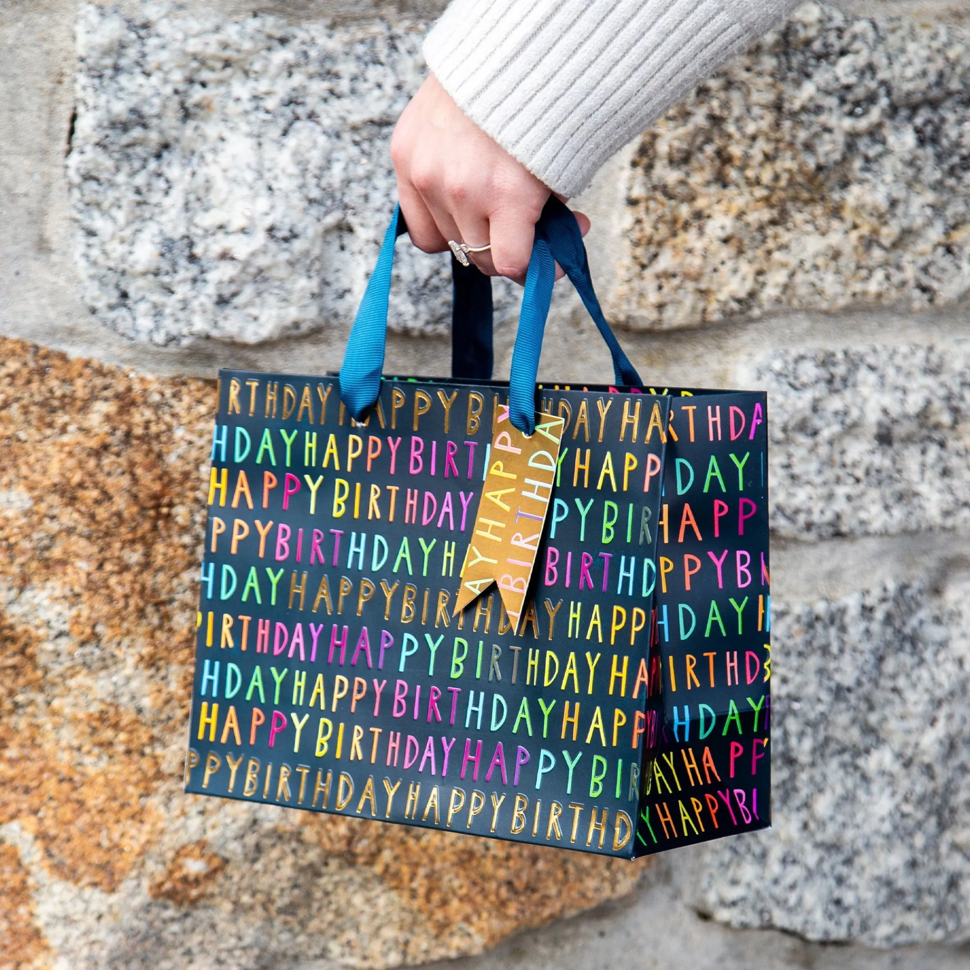 Gift Bags|Gift Bags*Whistlefish Luxury Navy Birthday Medium Gift Bag