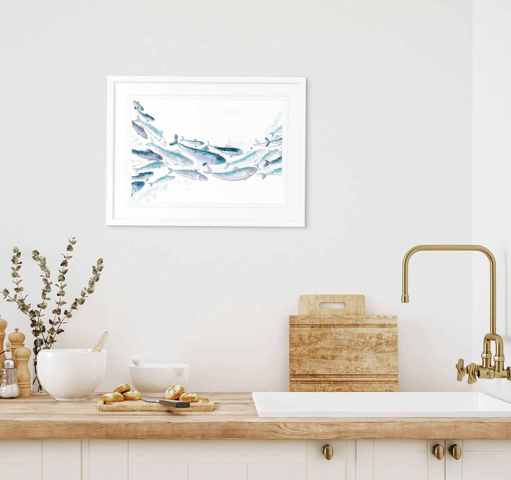 Framed Prints*Whistlefish Mackerel Shoal Framed Print
