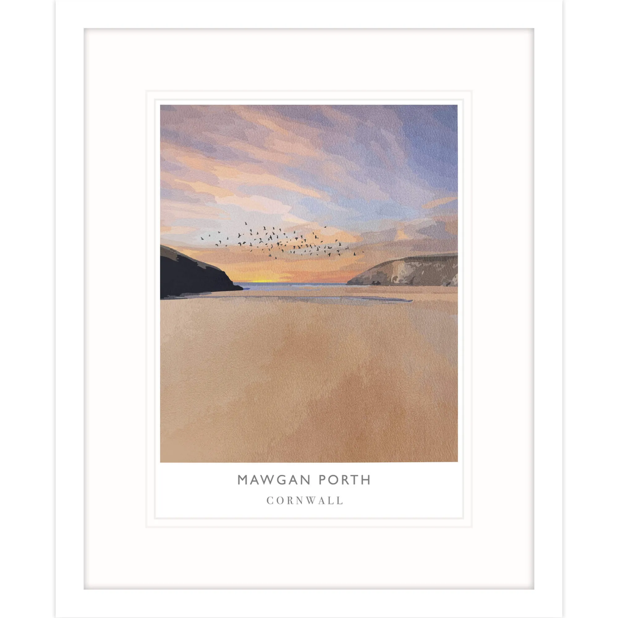 Cornwall|Travel*Whistlefish Mawgan Porth Large Framed Print