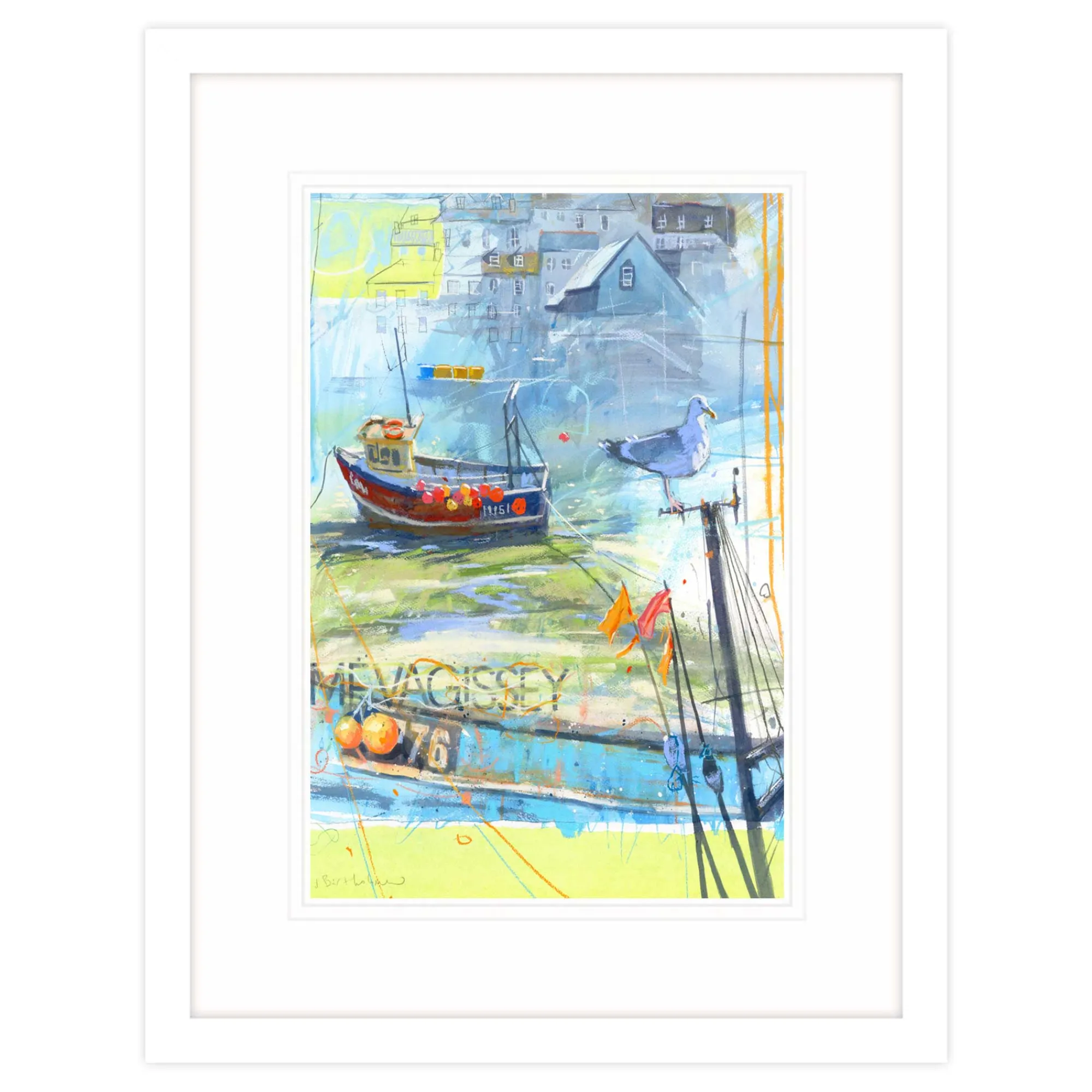 Cornwall|Coastal Scenes*Whistlefish Mevagissey Montage Large Fr. Print