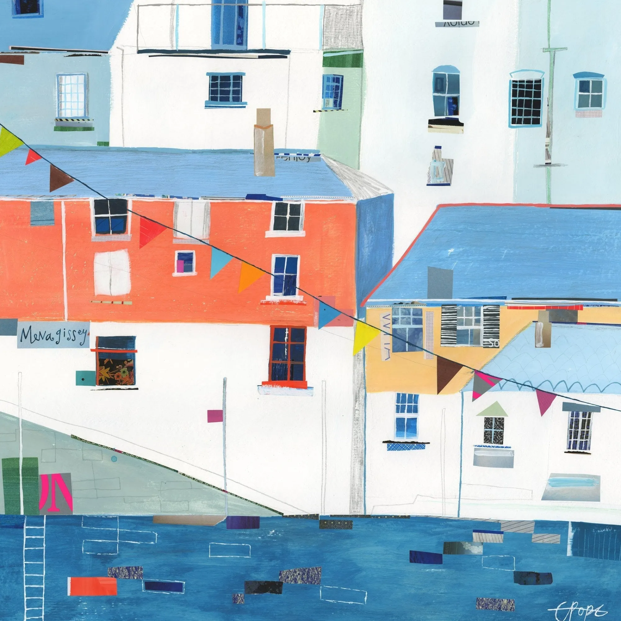 Unframed Prints*Whistlefish Mevagissey Patchwork Art Print