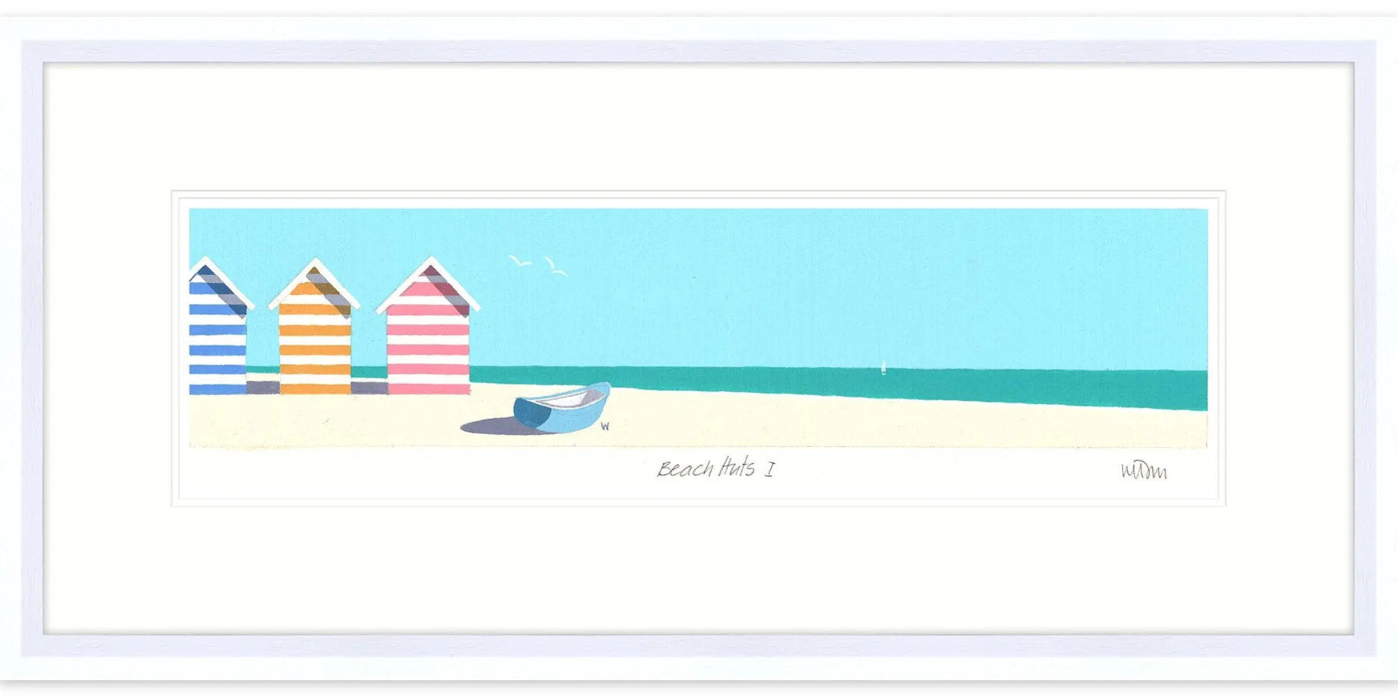Framed Prints*Whistlefish Minimalist Beach Huts Framed Print
