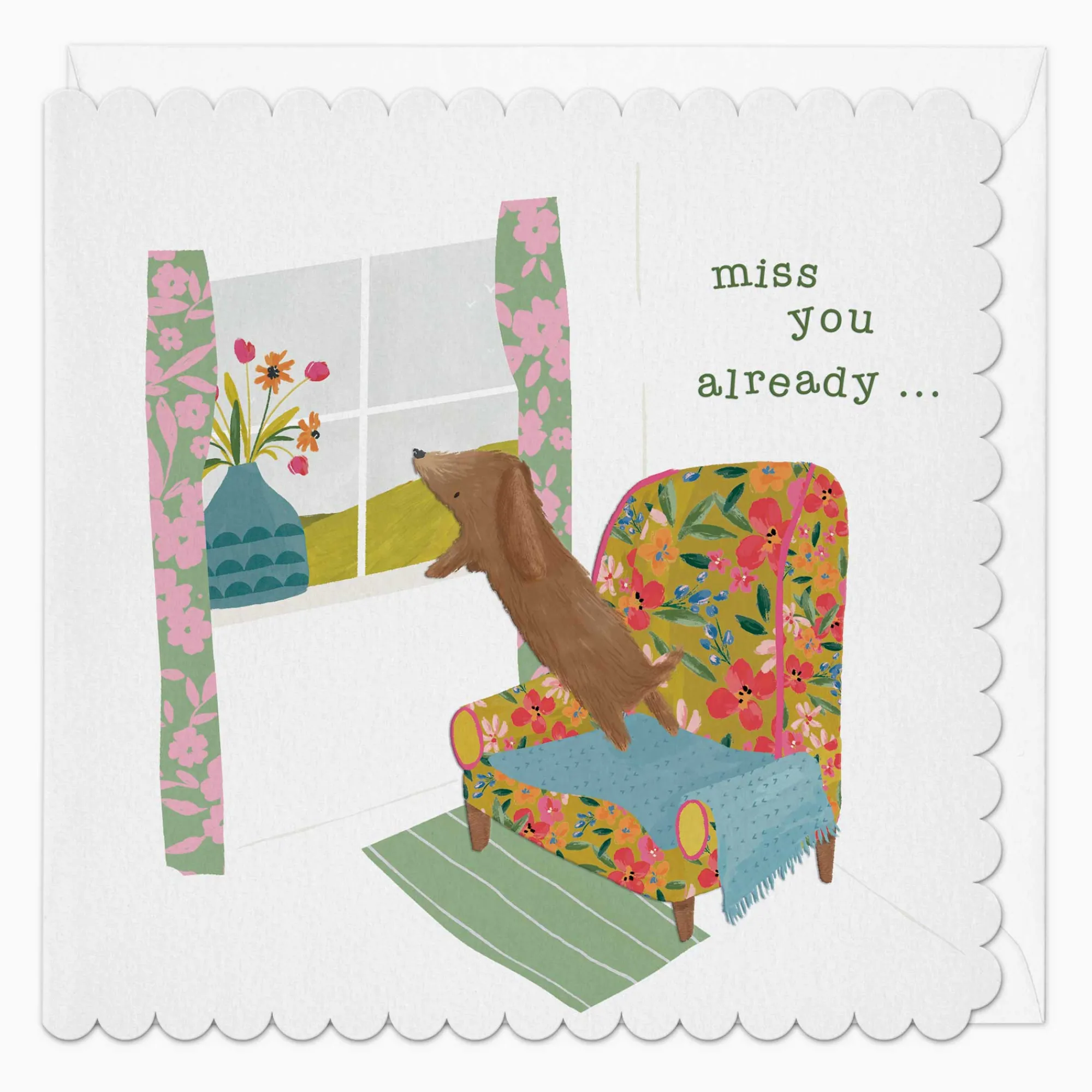 Thinking Of You*Whistlefish Miss You Already Scalloped Card