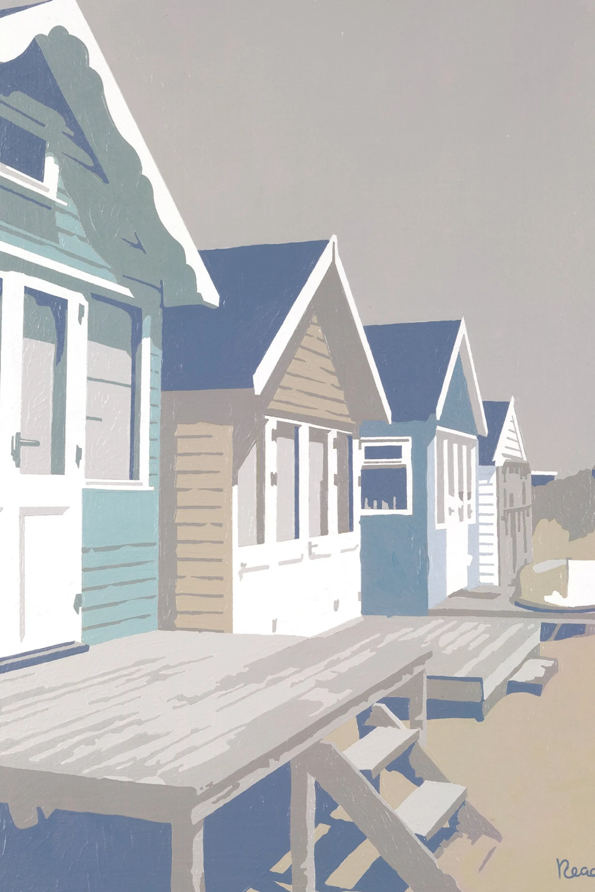 Unframed Prints*Whistlefish Mudeford Huts Blue Art Print